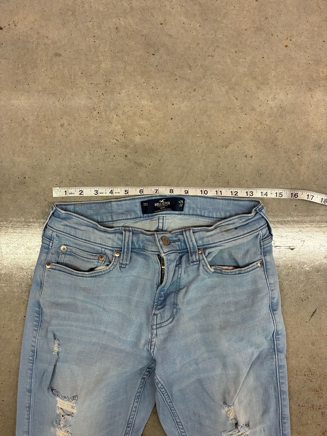 Hollister Skinny Jeans 29x32 Distressed Light Wash Advanced Stretch 6