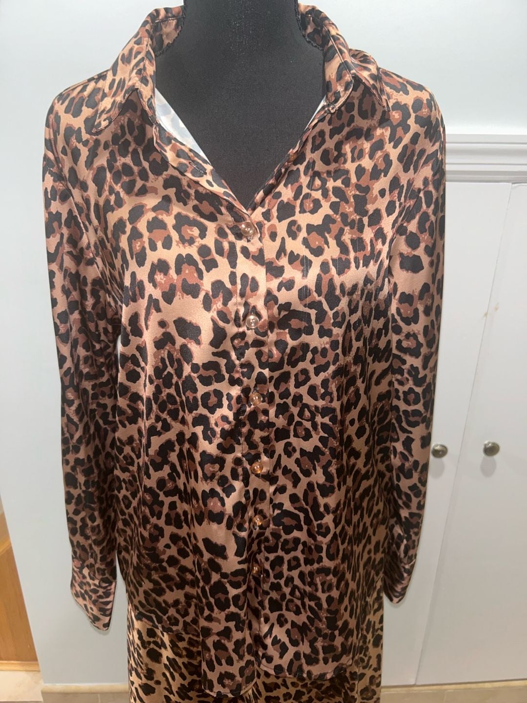 Leopard Print Satin Skirt and shirt 17