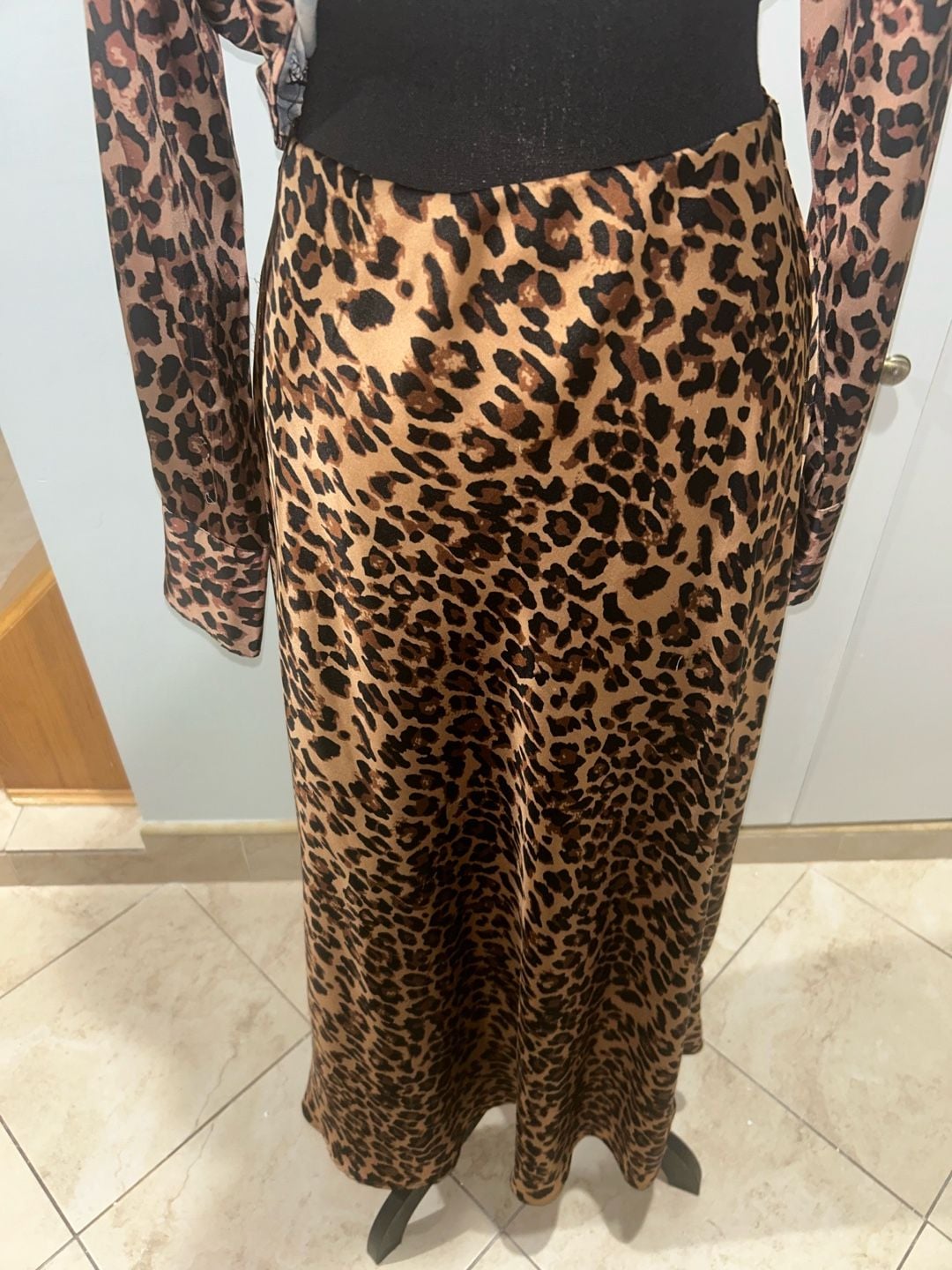 Leopard Print Satin Skirt and shirt 20