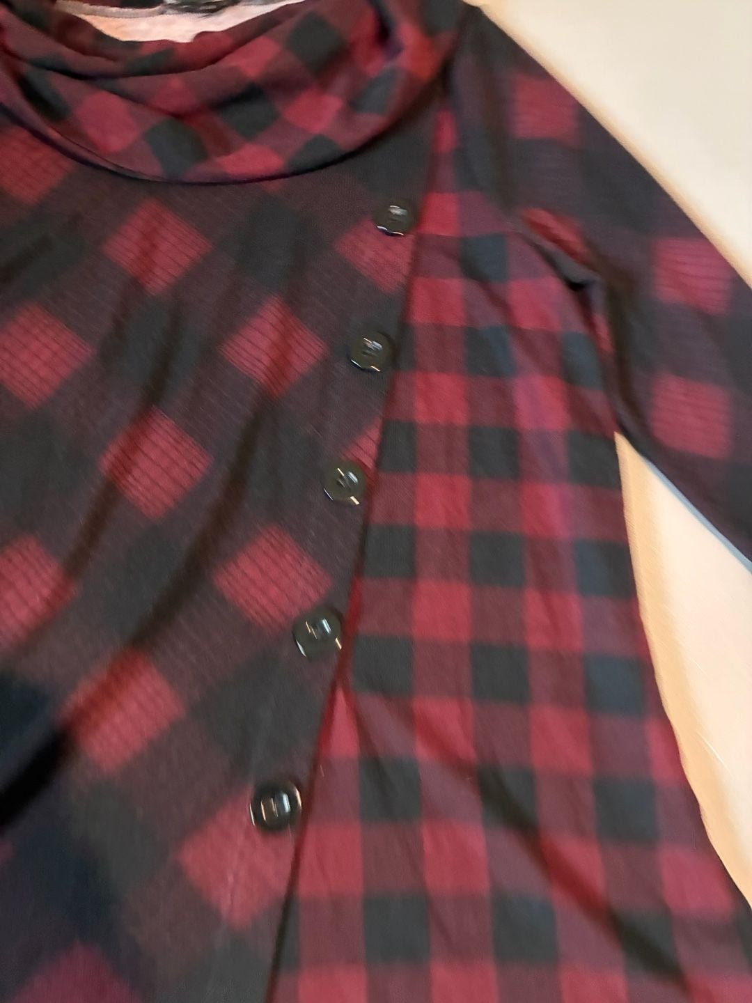 Robert Louis Plaid Cowl Neck Top Size S 4