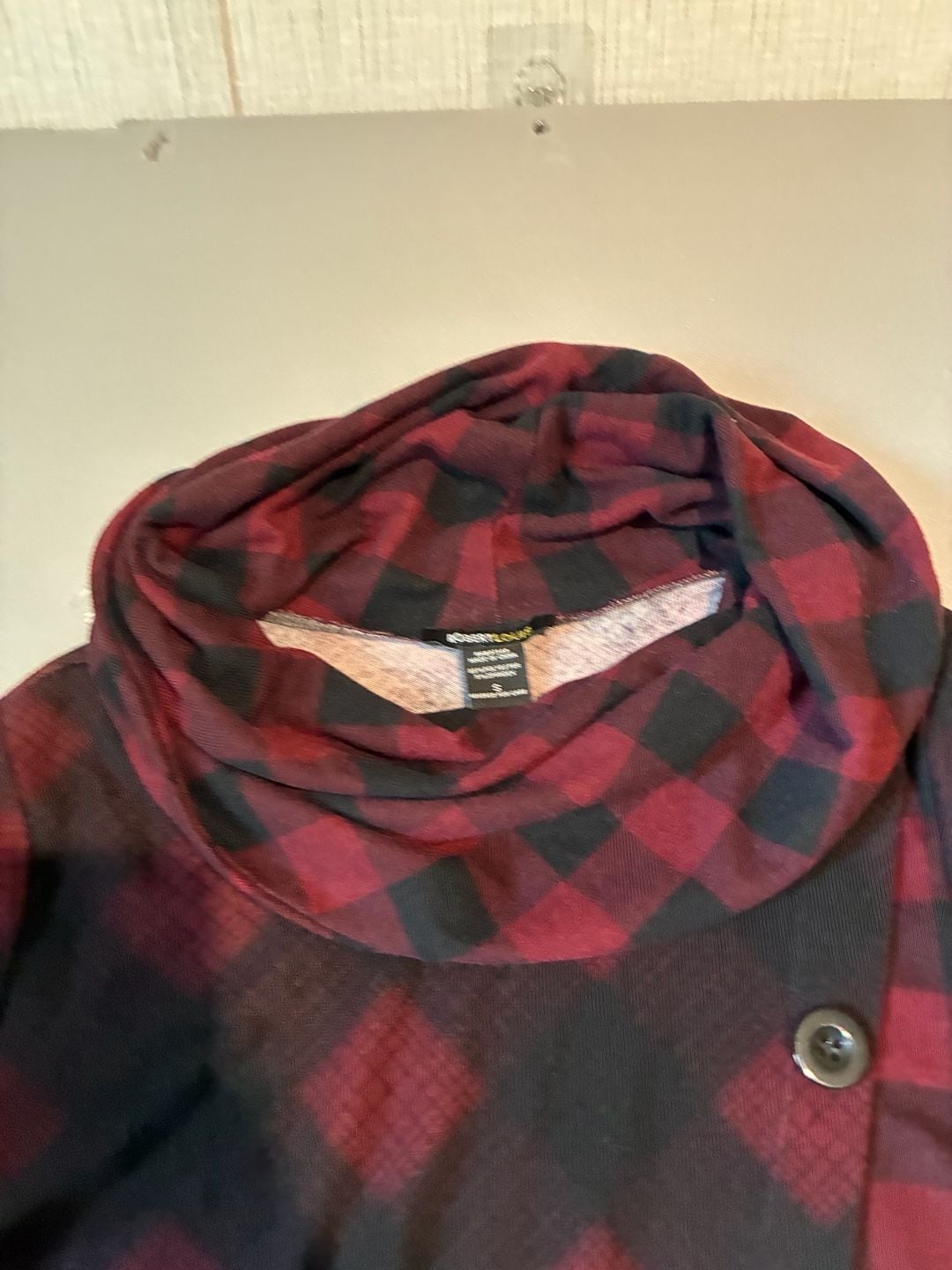 Robert Louis Plaid Cowl Neck Top Size S 5