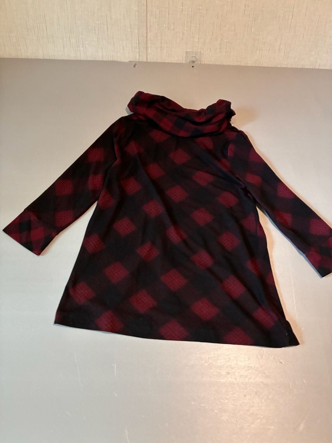 Robert Louis Plaid Cowl Neck Top Size S 6