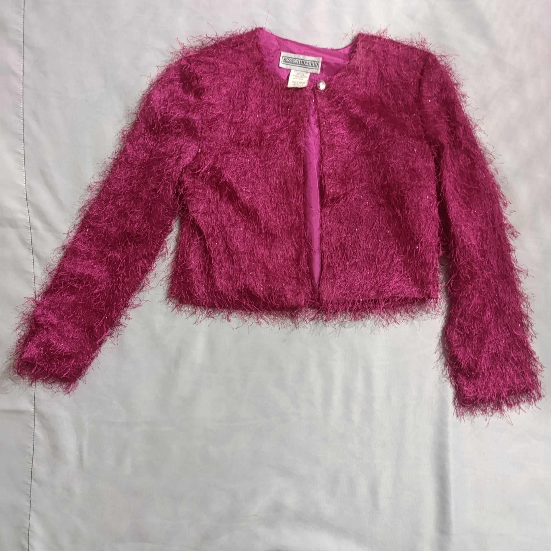 Jessica Howard Fuzzy Shrug Jacket Size Medium Pink 2