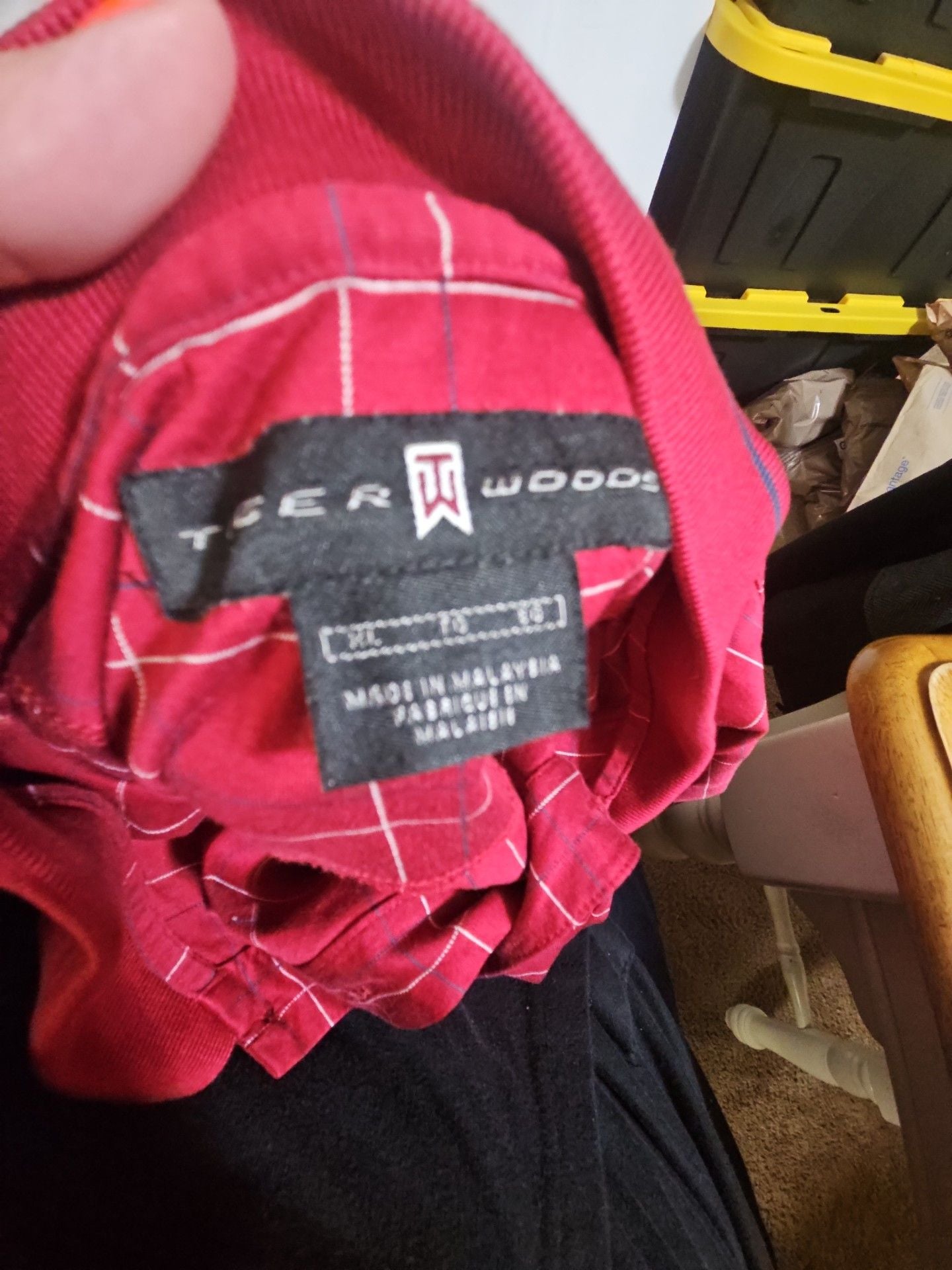 Tiger Woods Nike Golf Polo Shirt XL Red Plaid 5