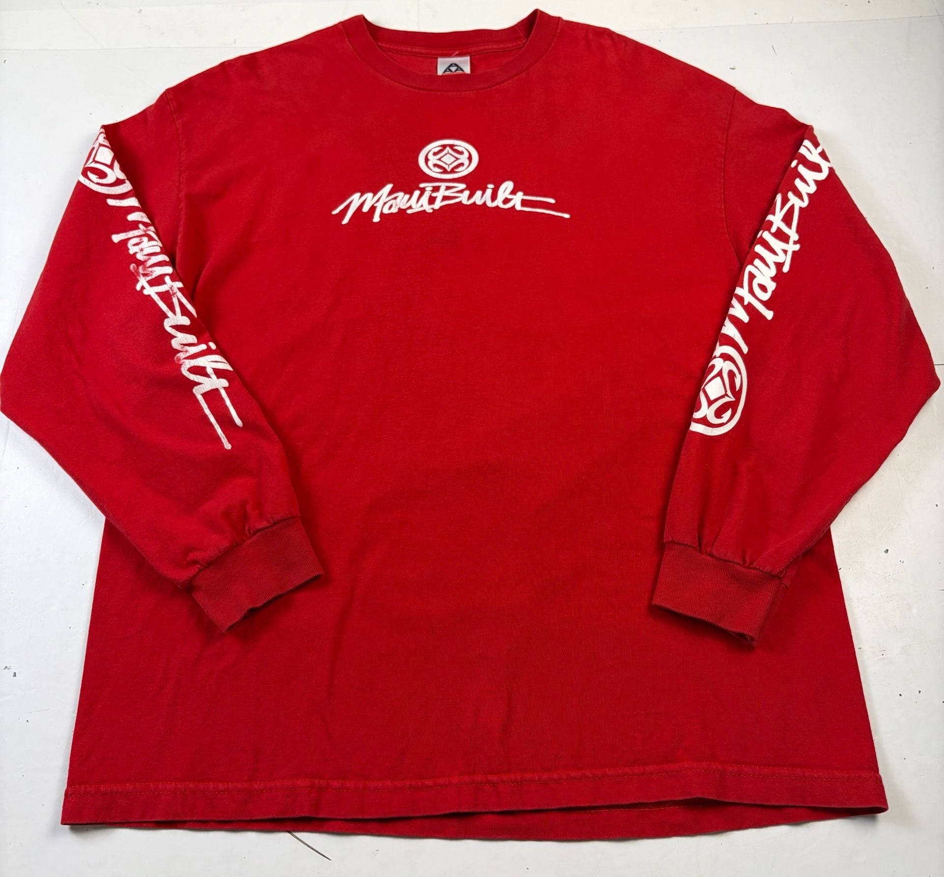Maui Built Long Sleeve Shirt Red Graphic Logo Print Size XL (OF) *cracking 2
