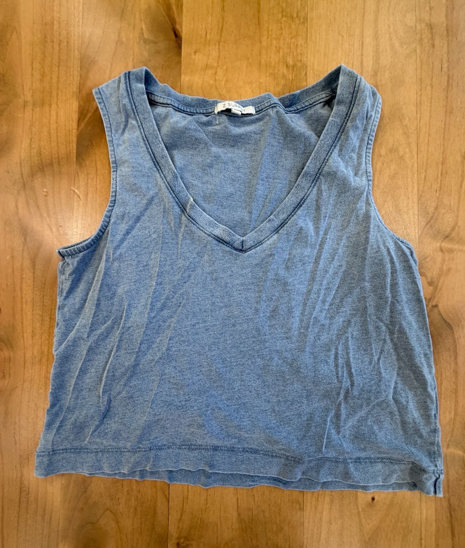 Z Supply V-Neck Tank Top Size S Blue Cotton 2