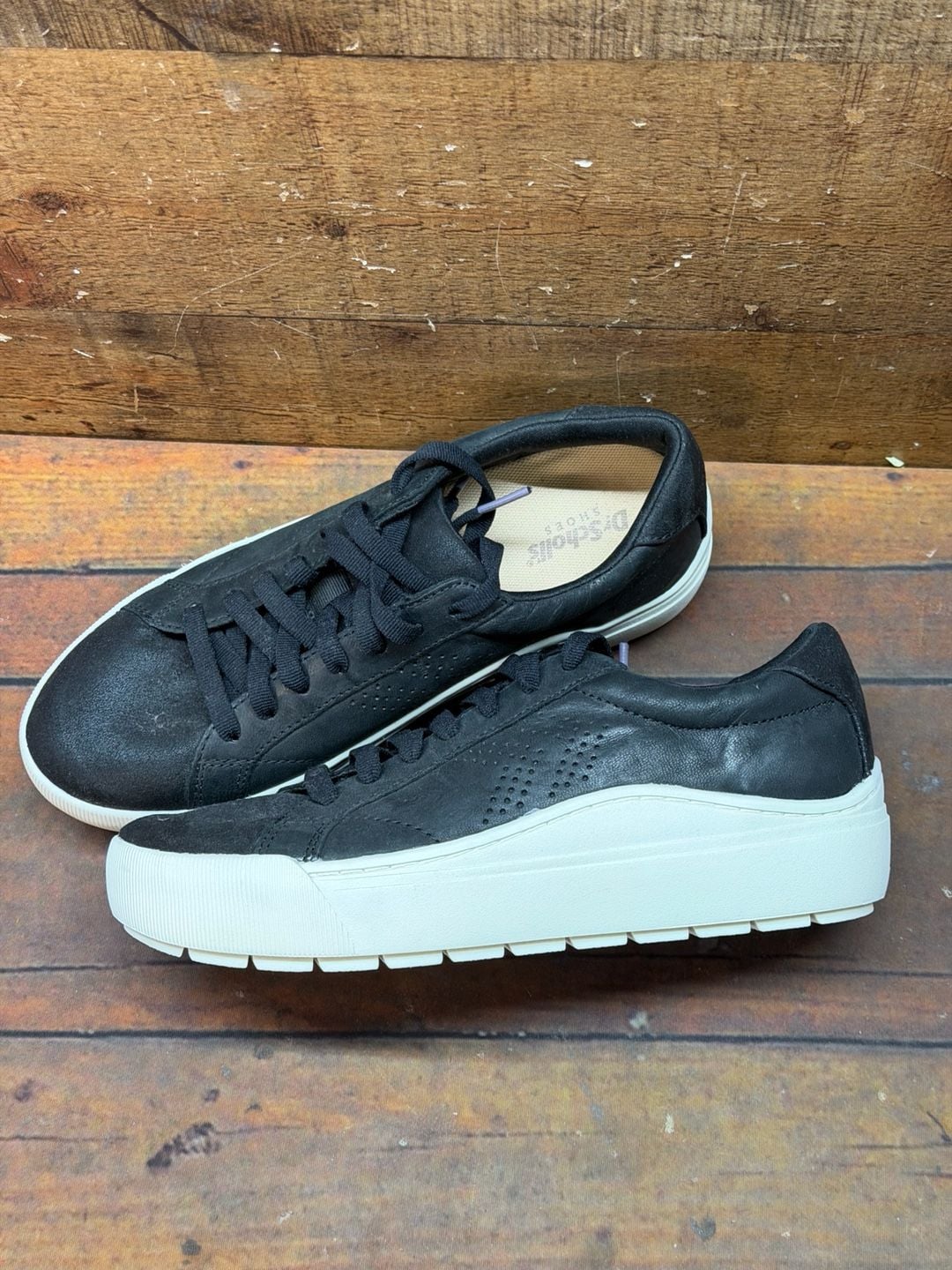 Dr. Scholl's Madison Sneakers Size 7M Black Leather Platform 2