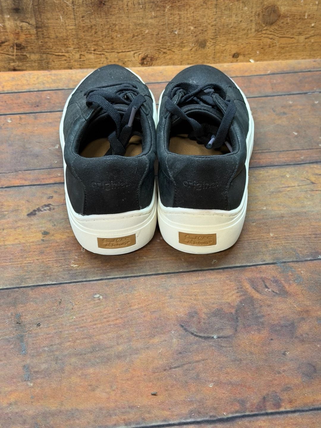 Dr. Scholl's Madison Sneakers Size 7M Black Leather Platform 8