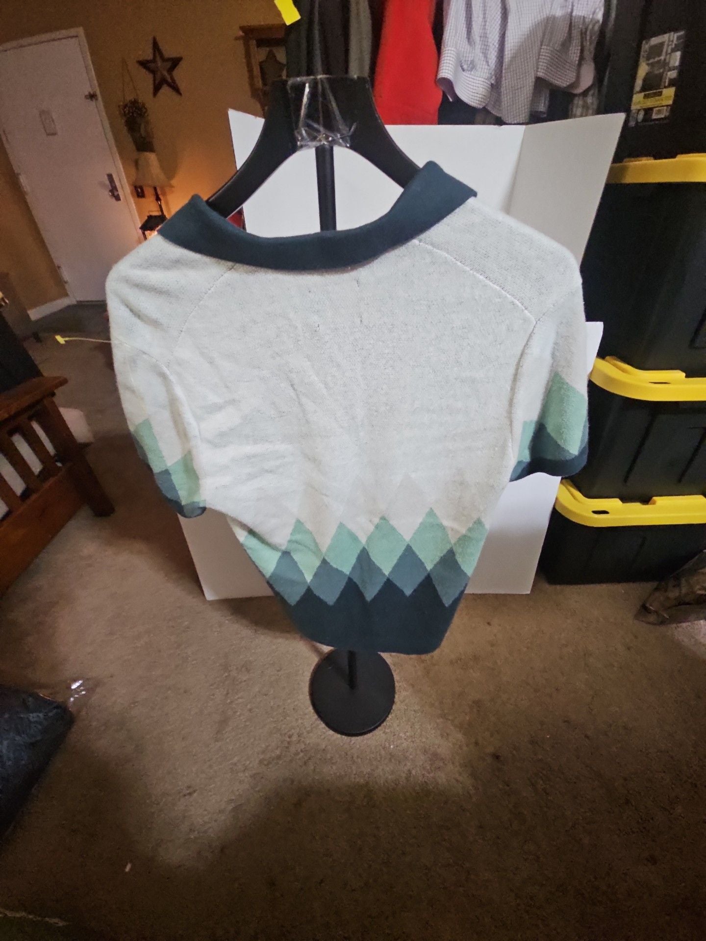 Abercrombie & Fitch Polo Shirt Size XS Green Knit Argyle Sweater 3
