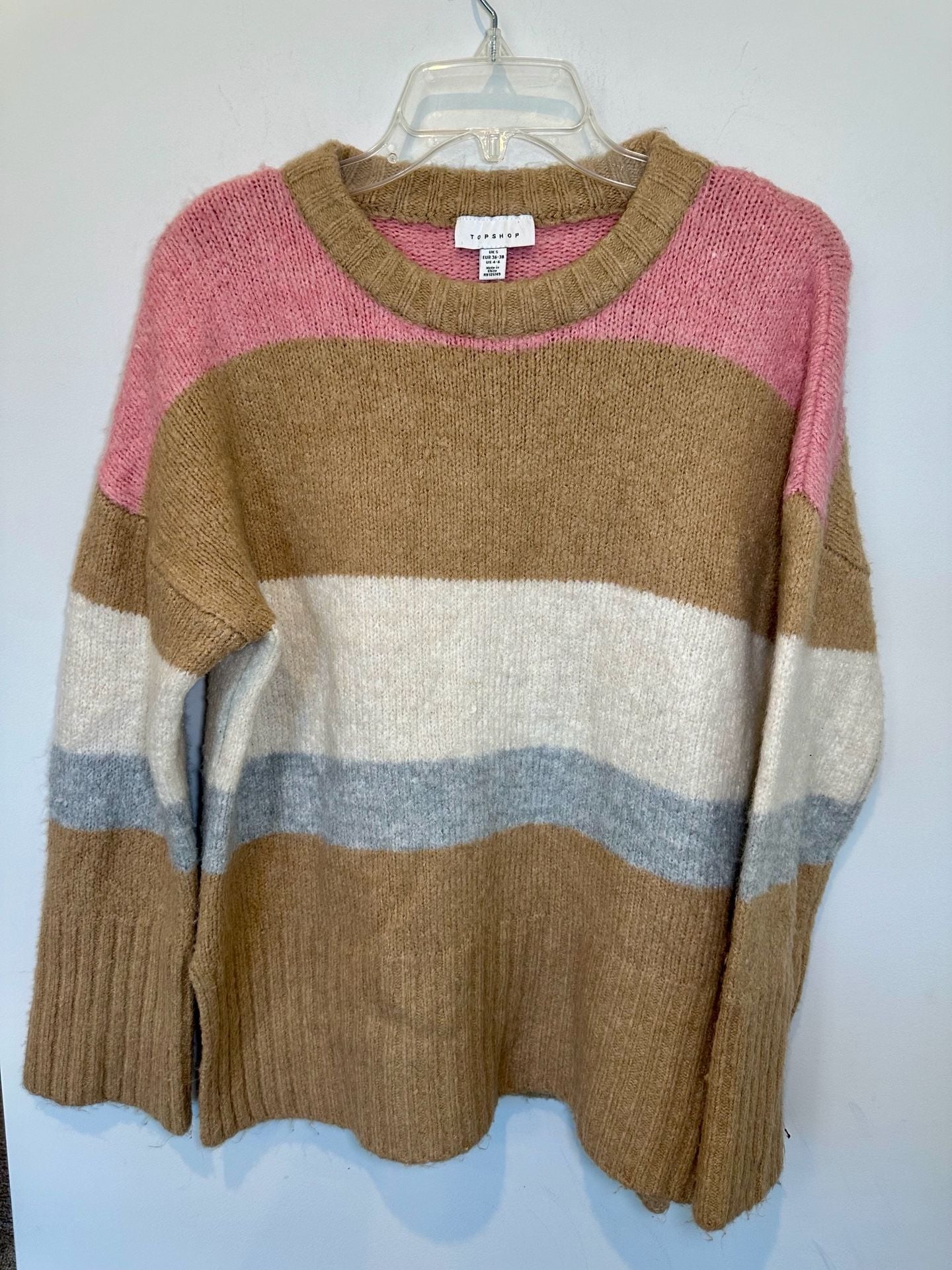 Topshop Colorblock Striped Crewneck Sweater Size US 4-6 UK S Multicolor 2