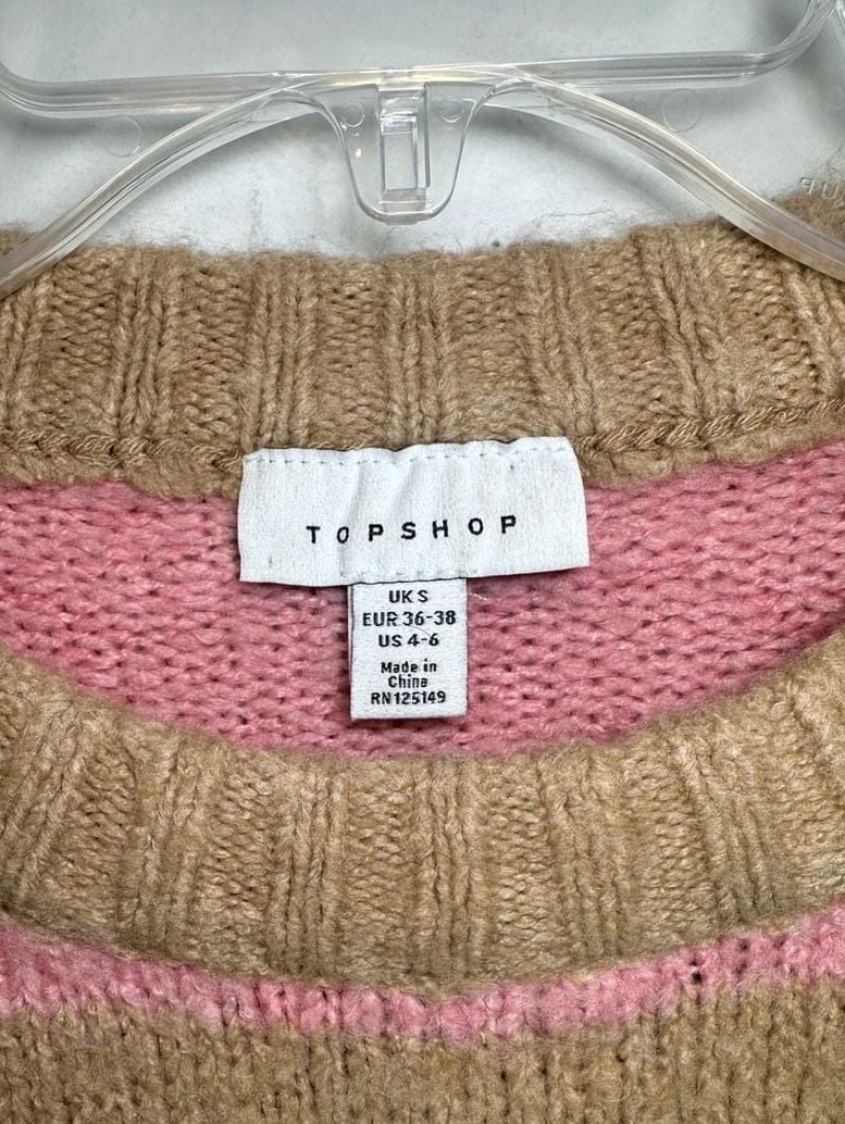 Topshop Colorblock Striped Crewneck Sweater Size US 4-6 UK S Multicolor 3