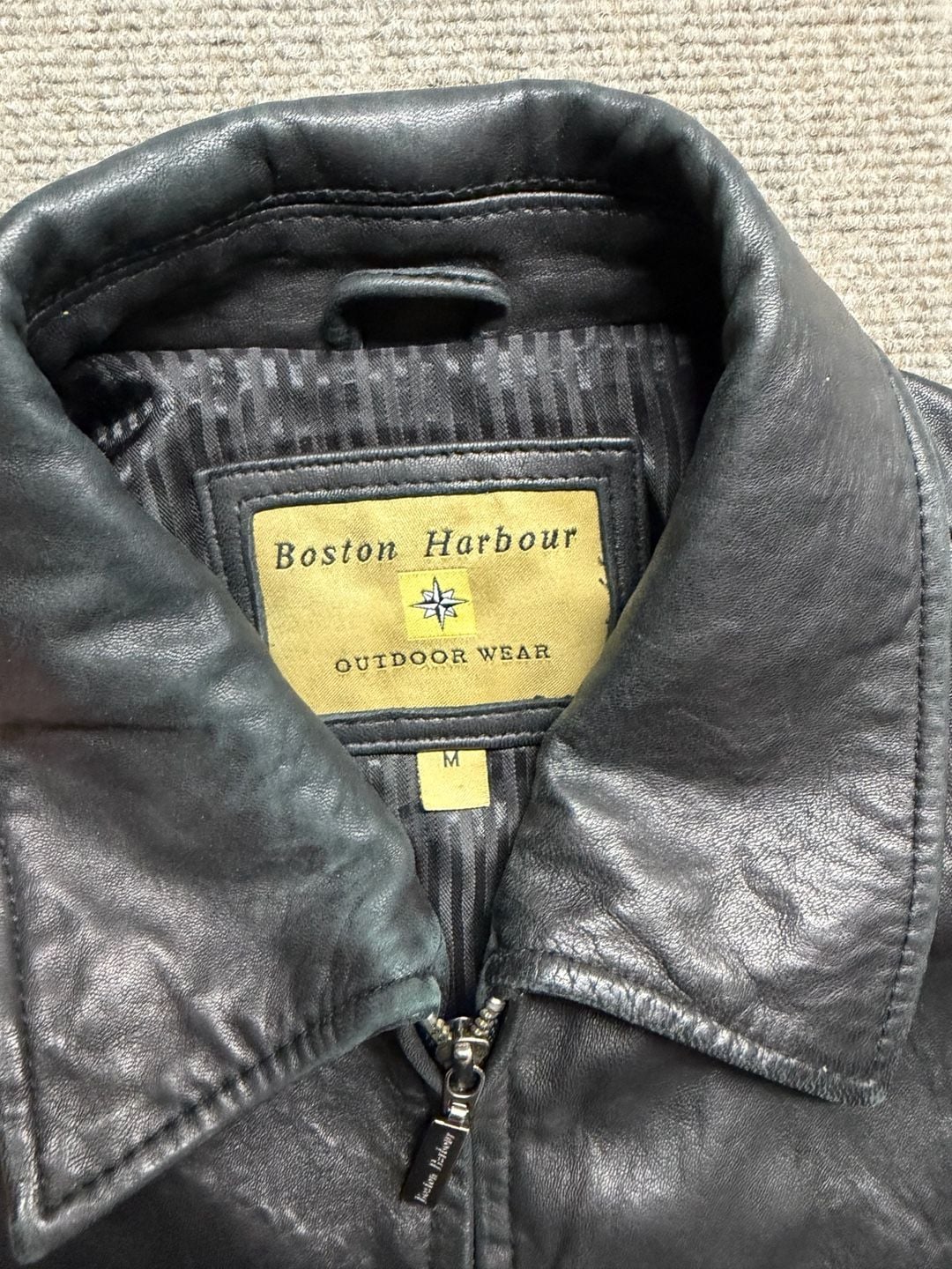 Boston Harbour Leather Jacket Size L Black 3