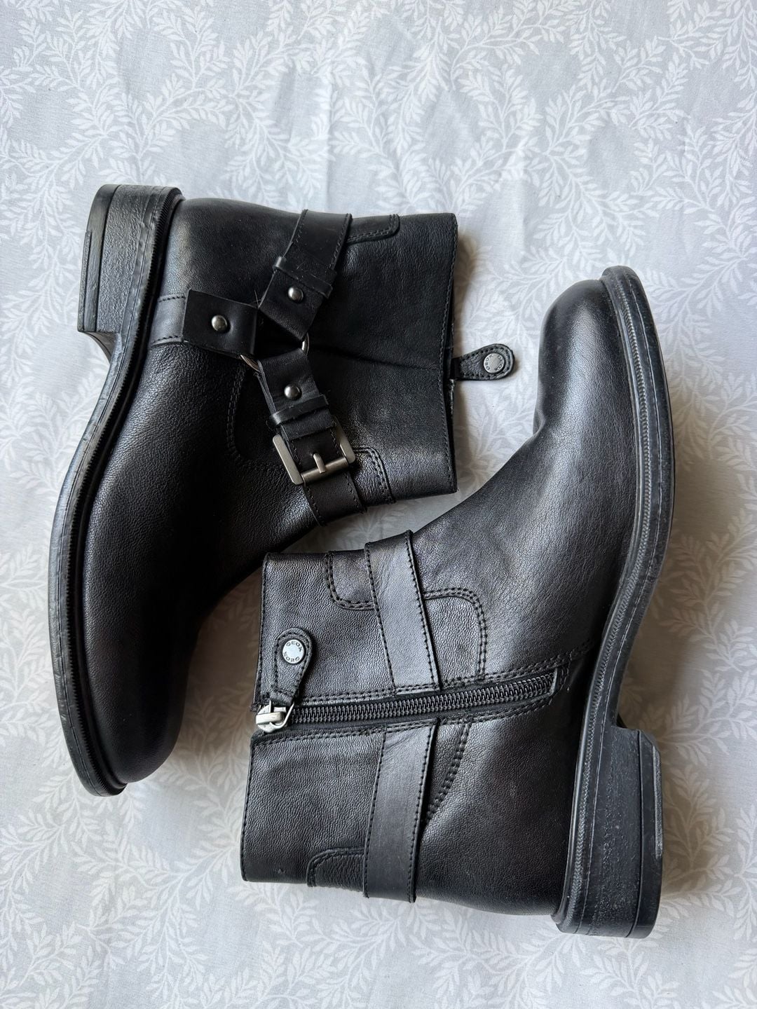 Geox Black Leather Moto Ankle Boots 2