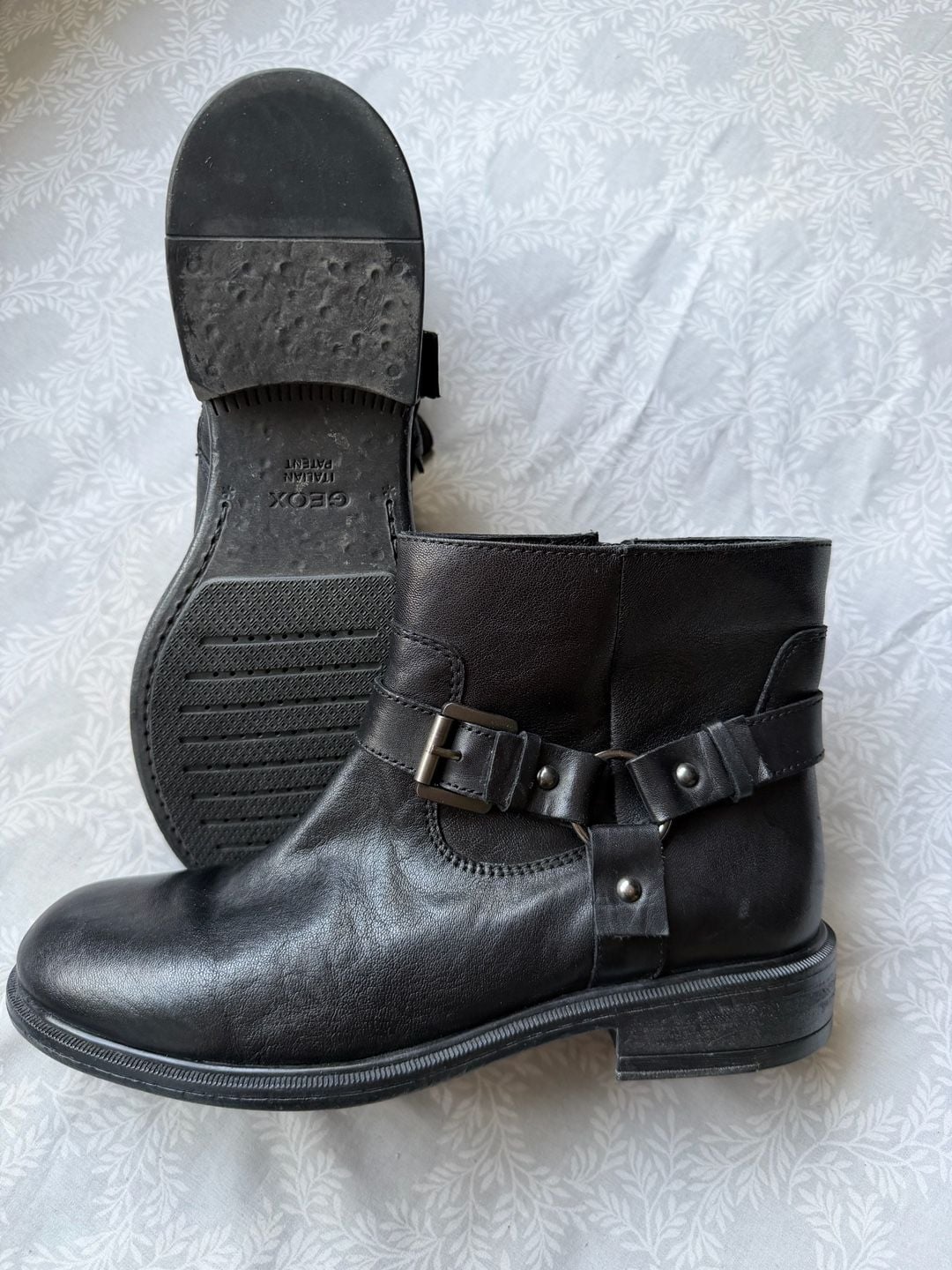 Geox Black Leather Moto Ankle Boots 3