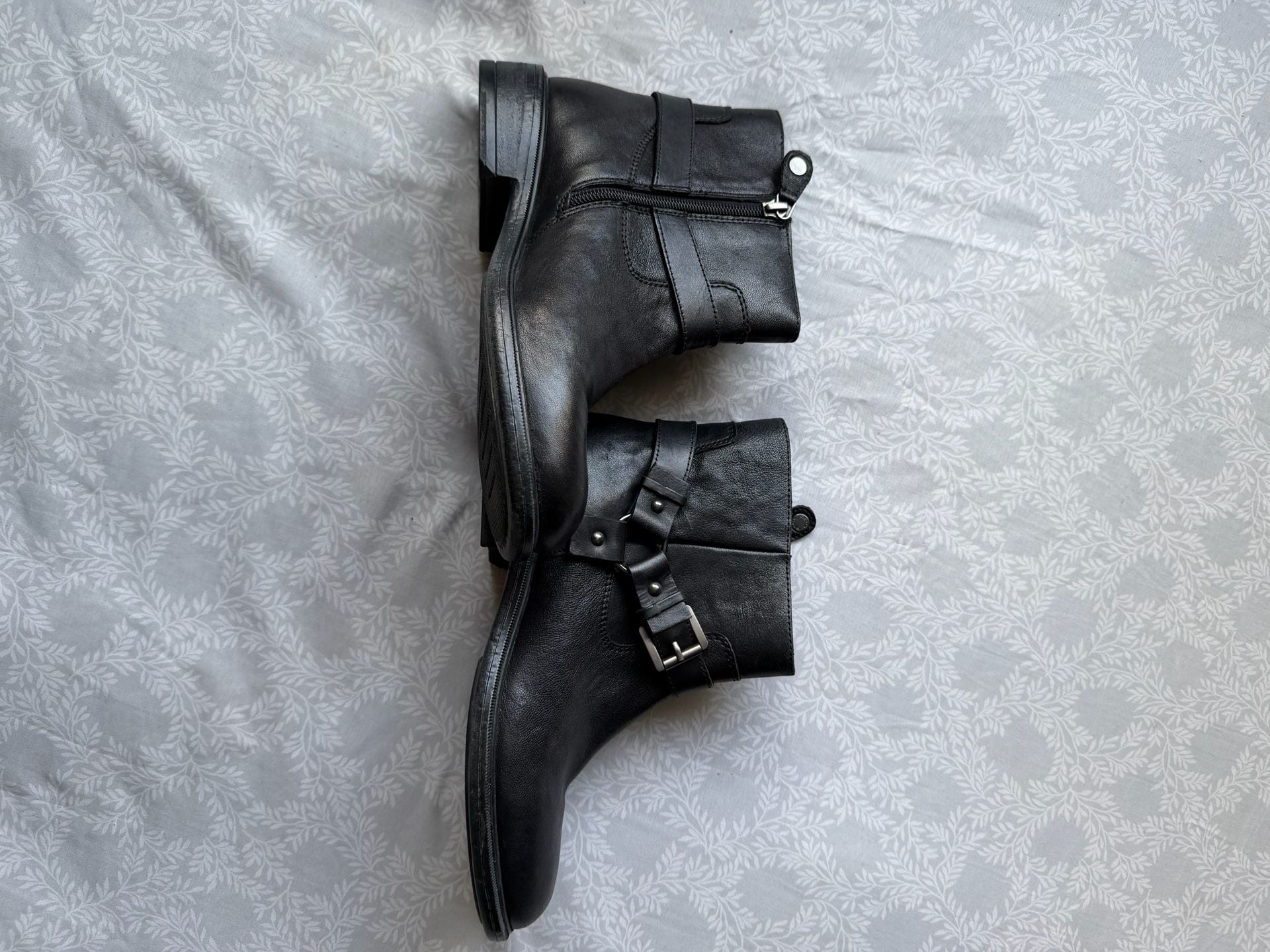 Geox Black Leather Moto Ankle Boots 4