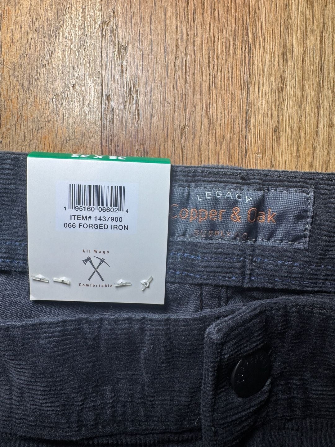 NWT Legacy Copper & Oak Corduroy Pants 38x32 Forged Iron 3