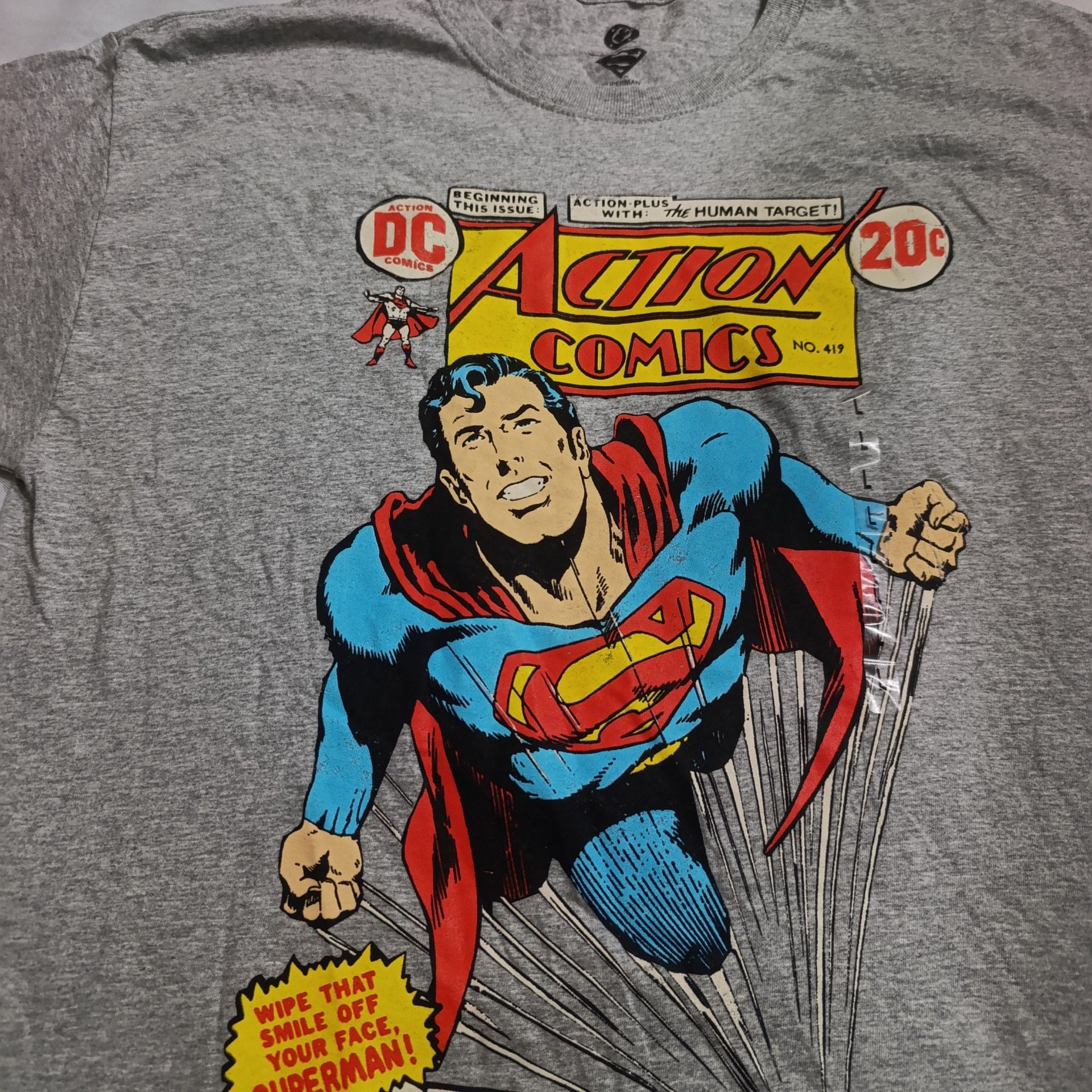 DC Comics Superman Action Comics T-Shirt Size L Gray 2