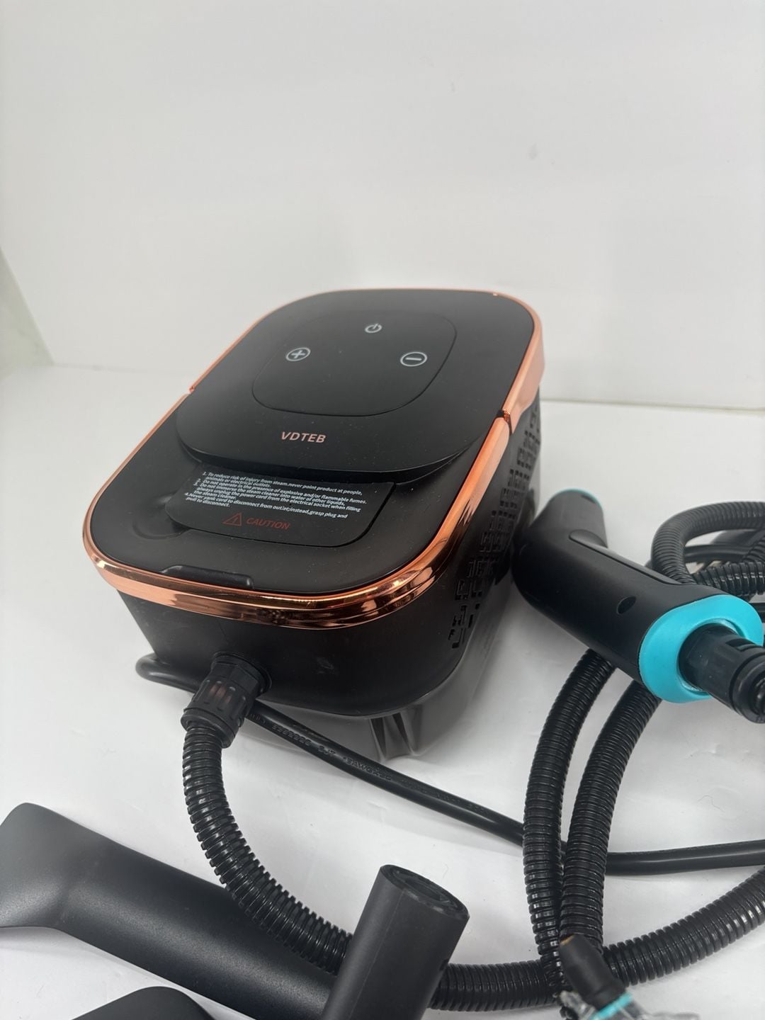 VDTEB Handheld Steam Cleaner Black Rose Gold With Attachments 2