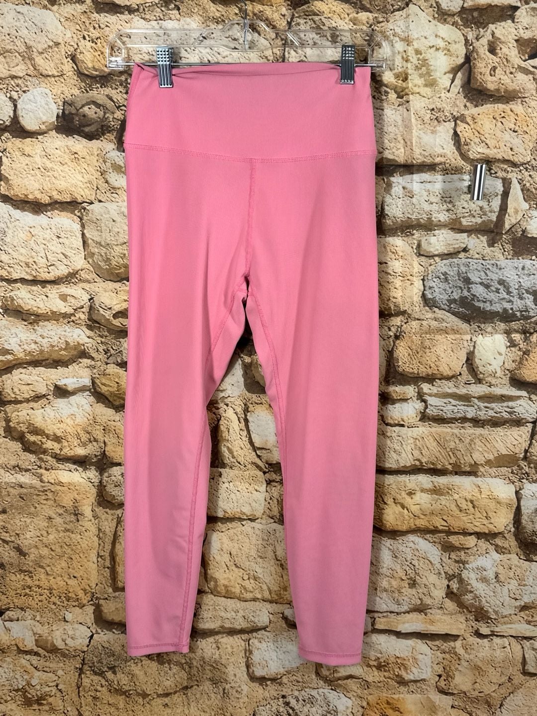 Pink Ribbed Athletic Leggings 3
