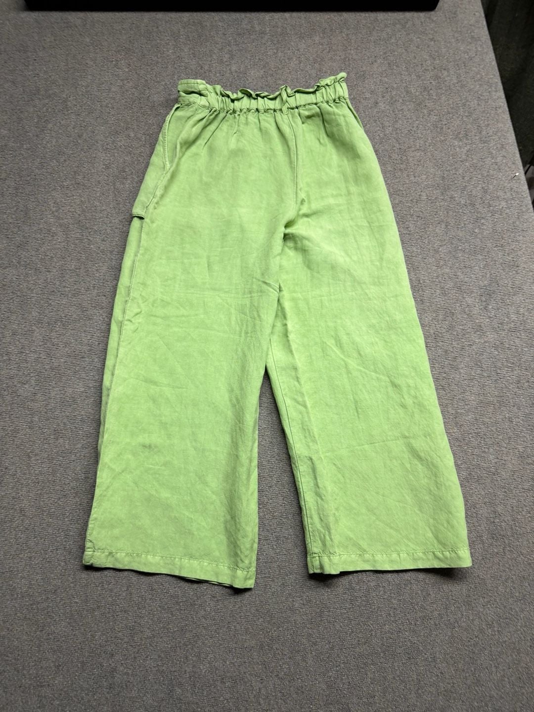 Green Linen Wide Leg Pants 3