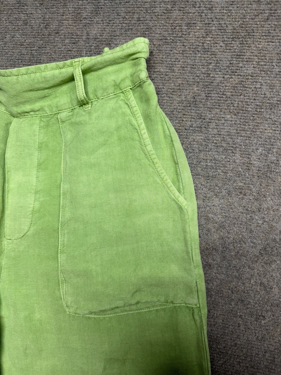 Green Linen Wide Leg Pants 5