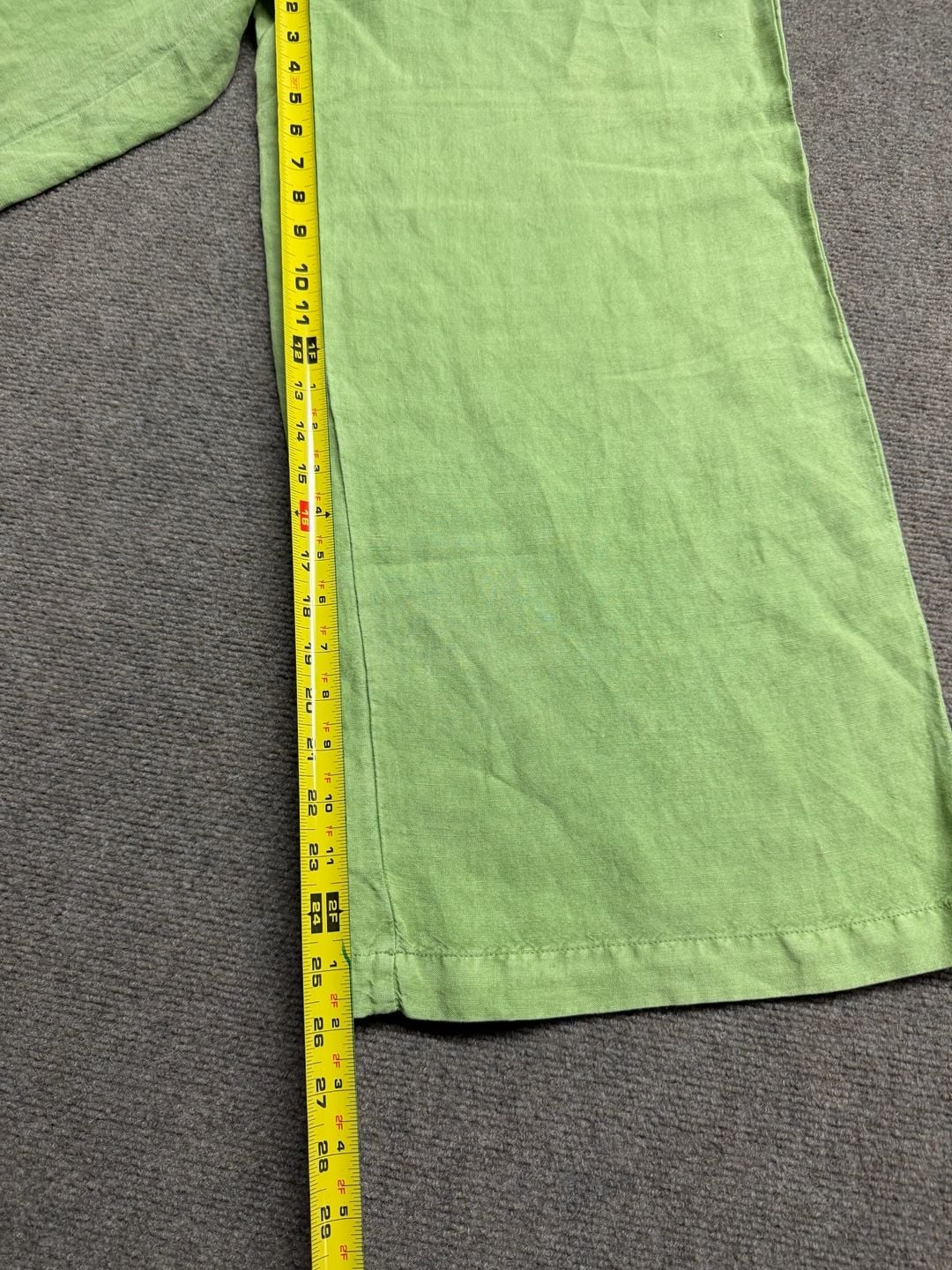Green Linen Wide Leg Pants 7