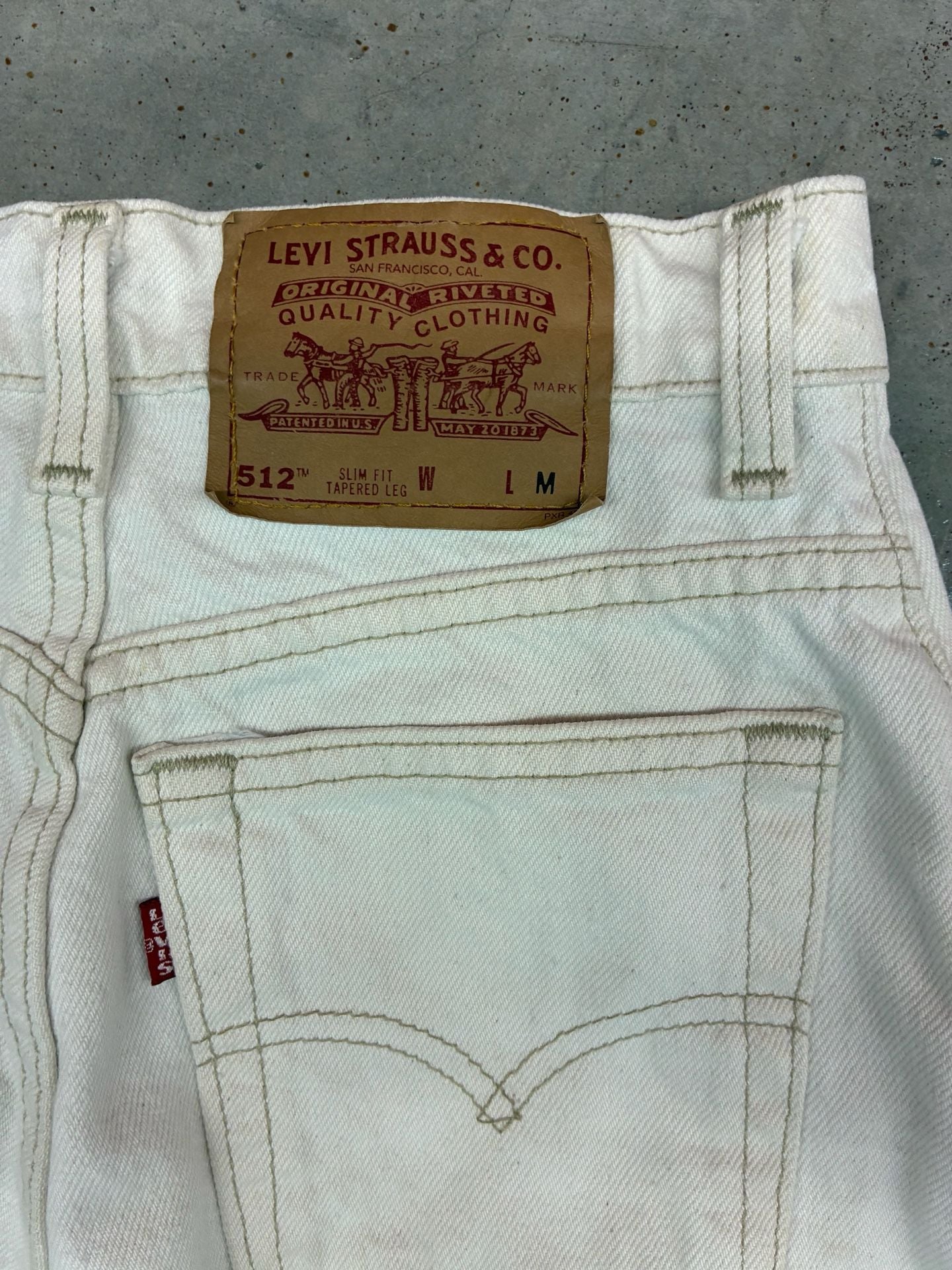 Levi's 512 Slim Fit Tapered Leg Jeans Size 5 MED White Vintage Denim 2