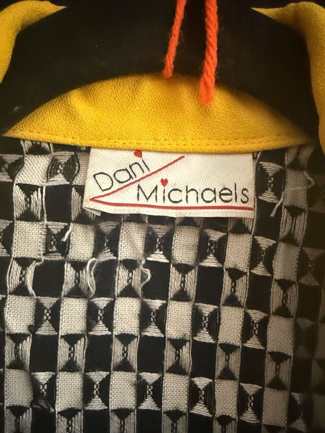 Dani Michaels Geometric Double Breasted Blazer Black White Yellow 3
