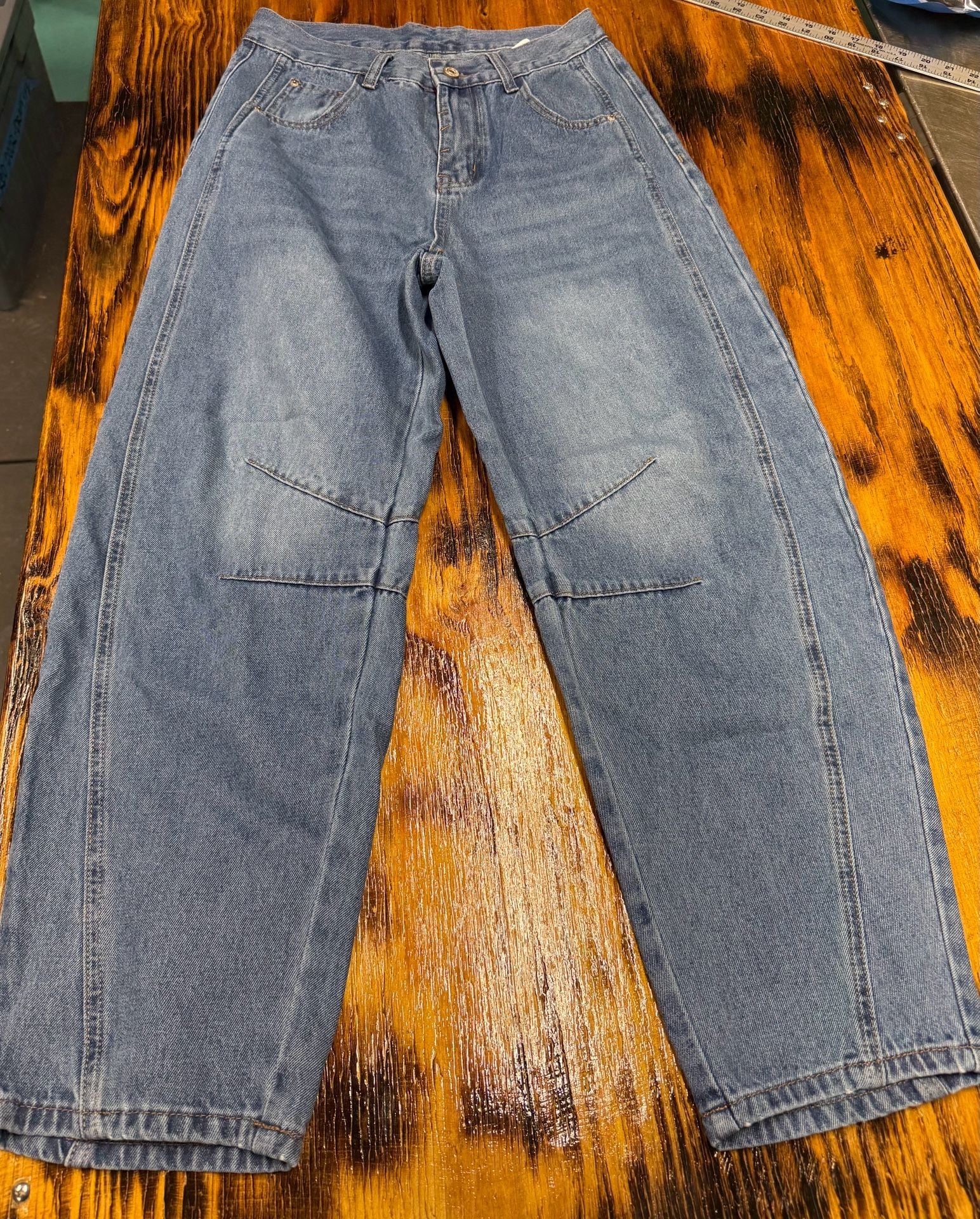 Denim Jeans Size 8 Blue Wide Leg Knee Paneled 2
