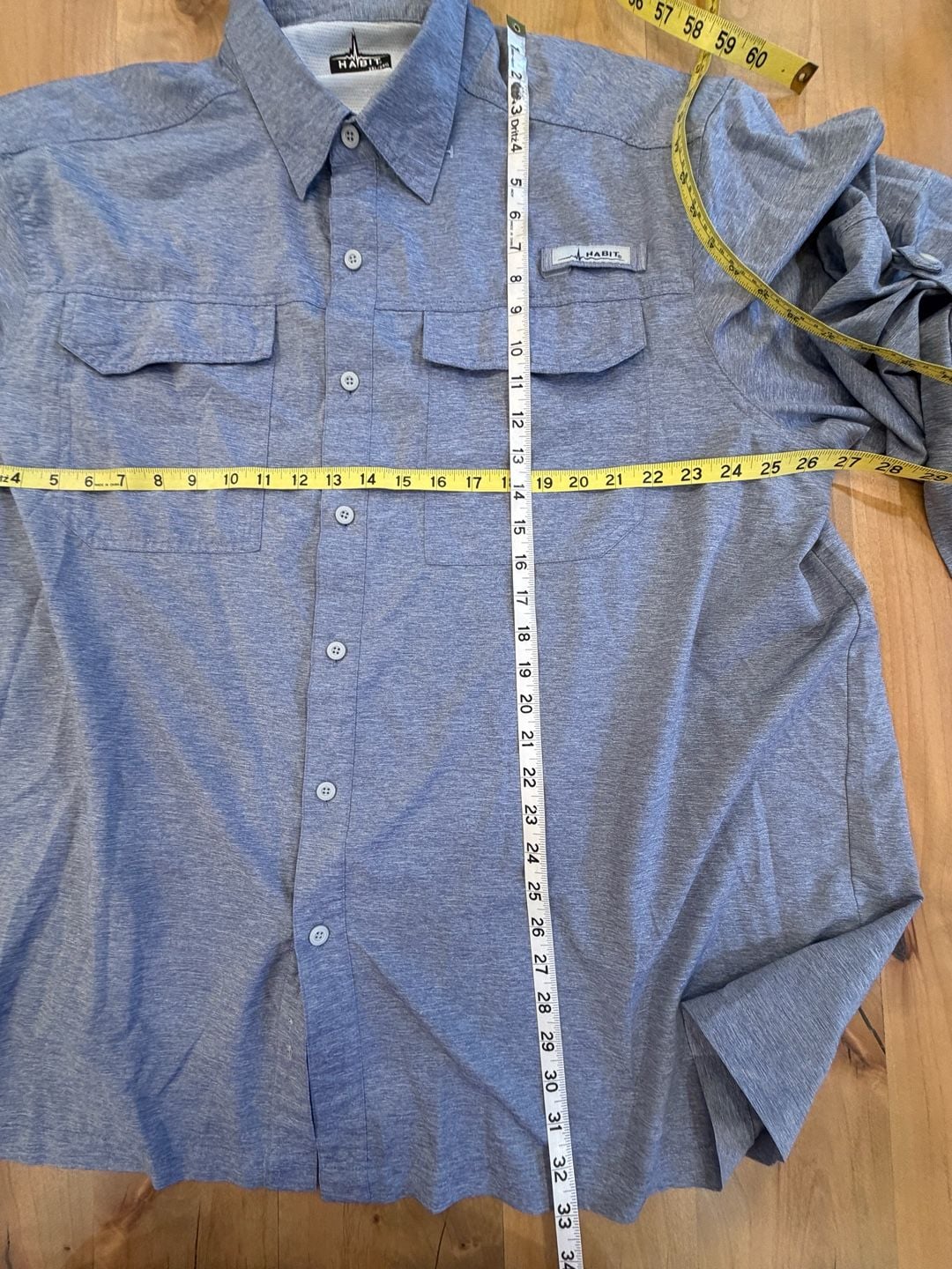 Habit Fishing Shirt Size 2XL Blue Button-Down Long Sleeve 3
