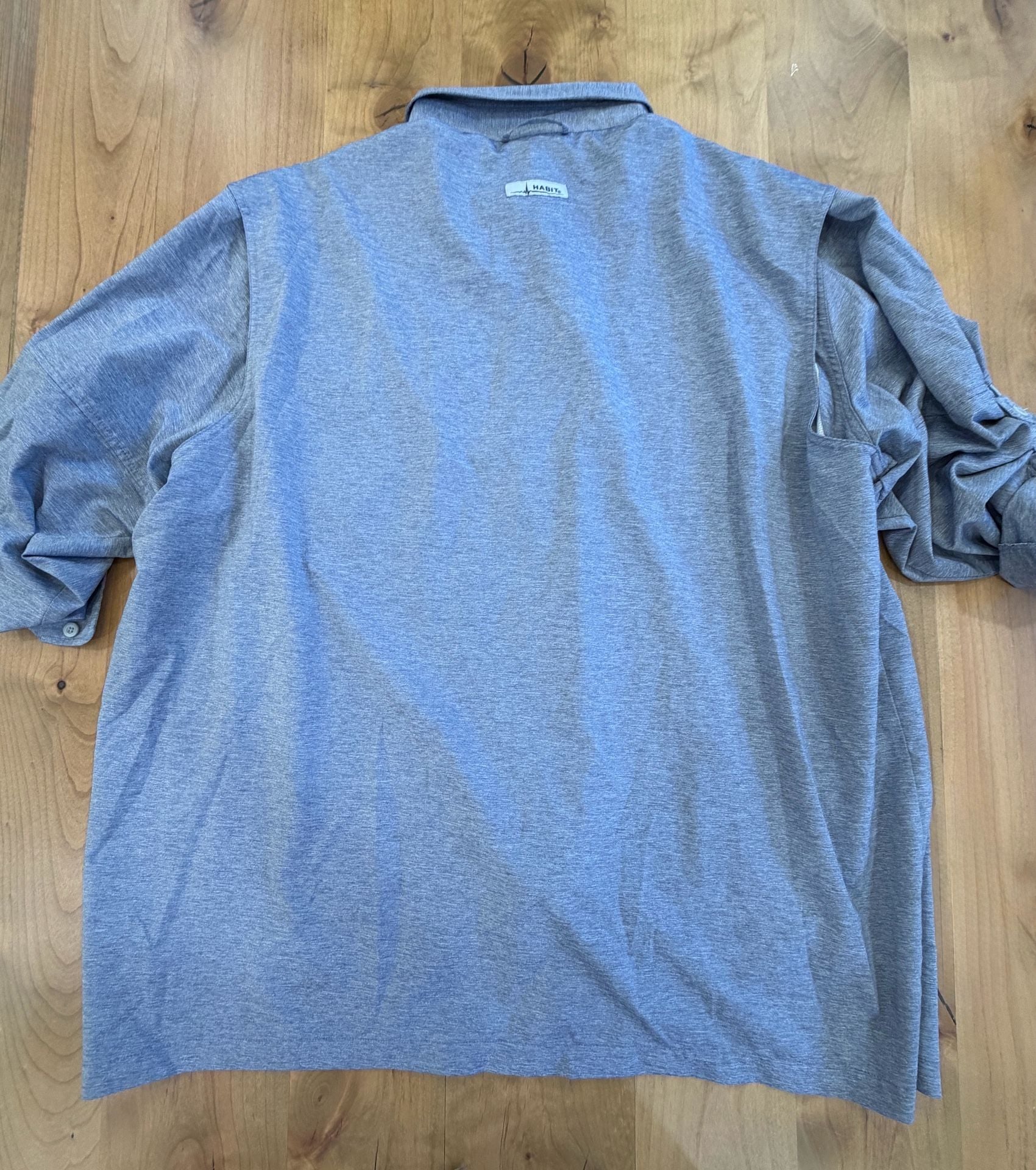 Habit Fishing Shirt Size 2XL Blue Button-Down Long Sleeve 4