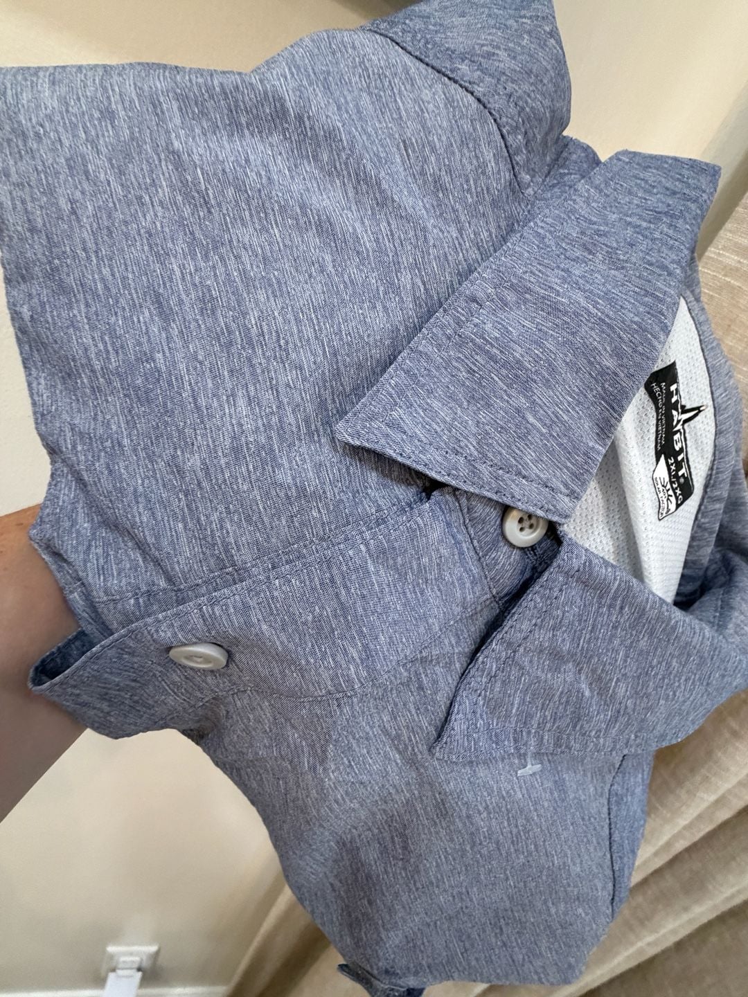 Habit Fishing Shirt Size 2XL Blue Button-Down Long Sleeve 13