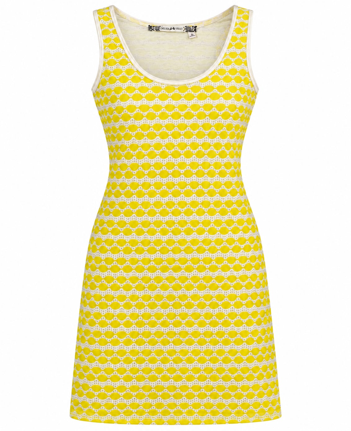 Chelsea & Violet Dress Size S Yellow White Pattern Tank Mini 2