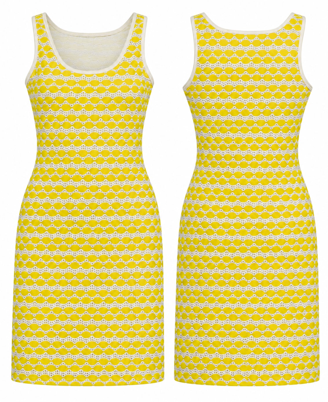 Chelsea & Violet Dress Size S Yellow White Pattern Tank Mini 3
