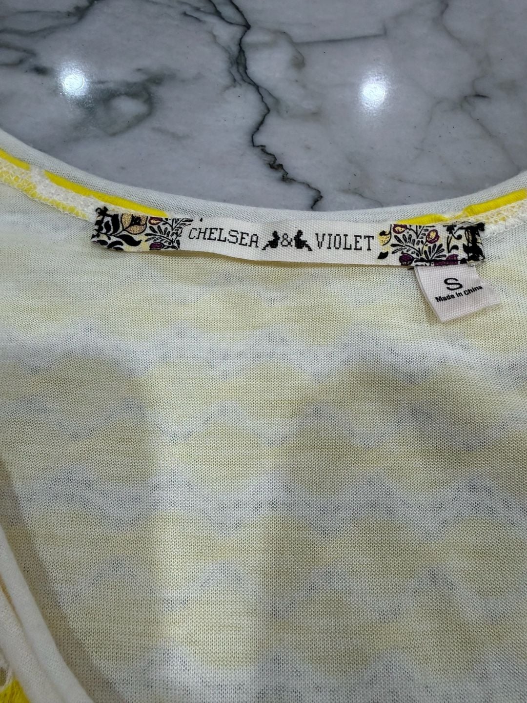 Chelsea & Violet Dress Size S Yellow White Pattern Tank Mini 4