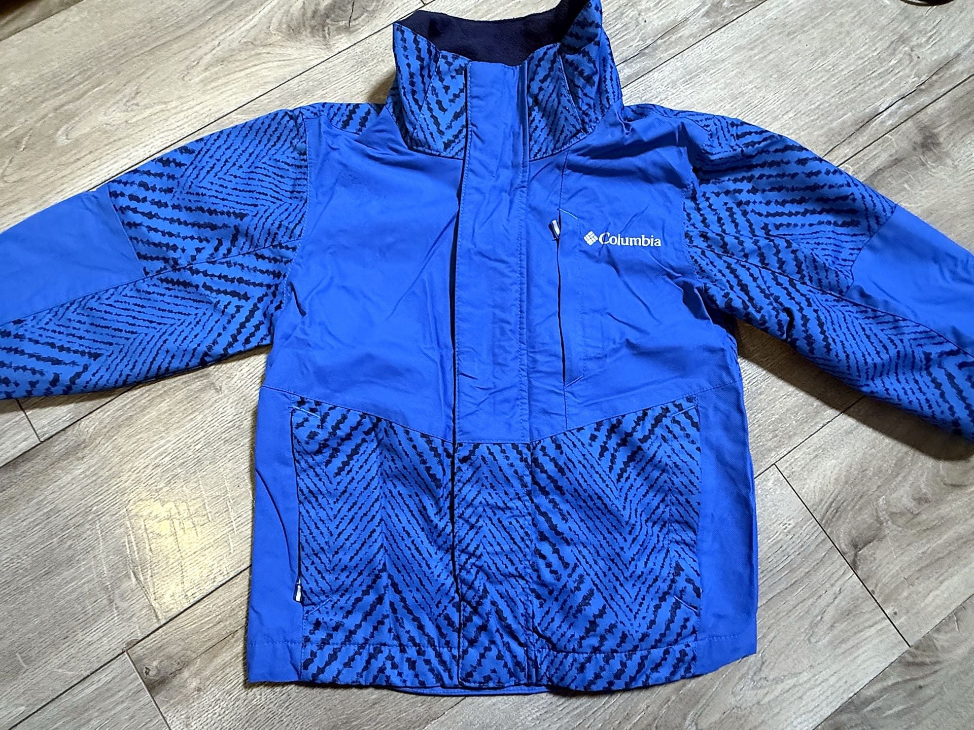 Kids Columbia Fleece Lined Winter Jacket Blue Printed Pattern xxs 4/5 T 2