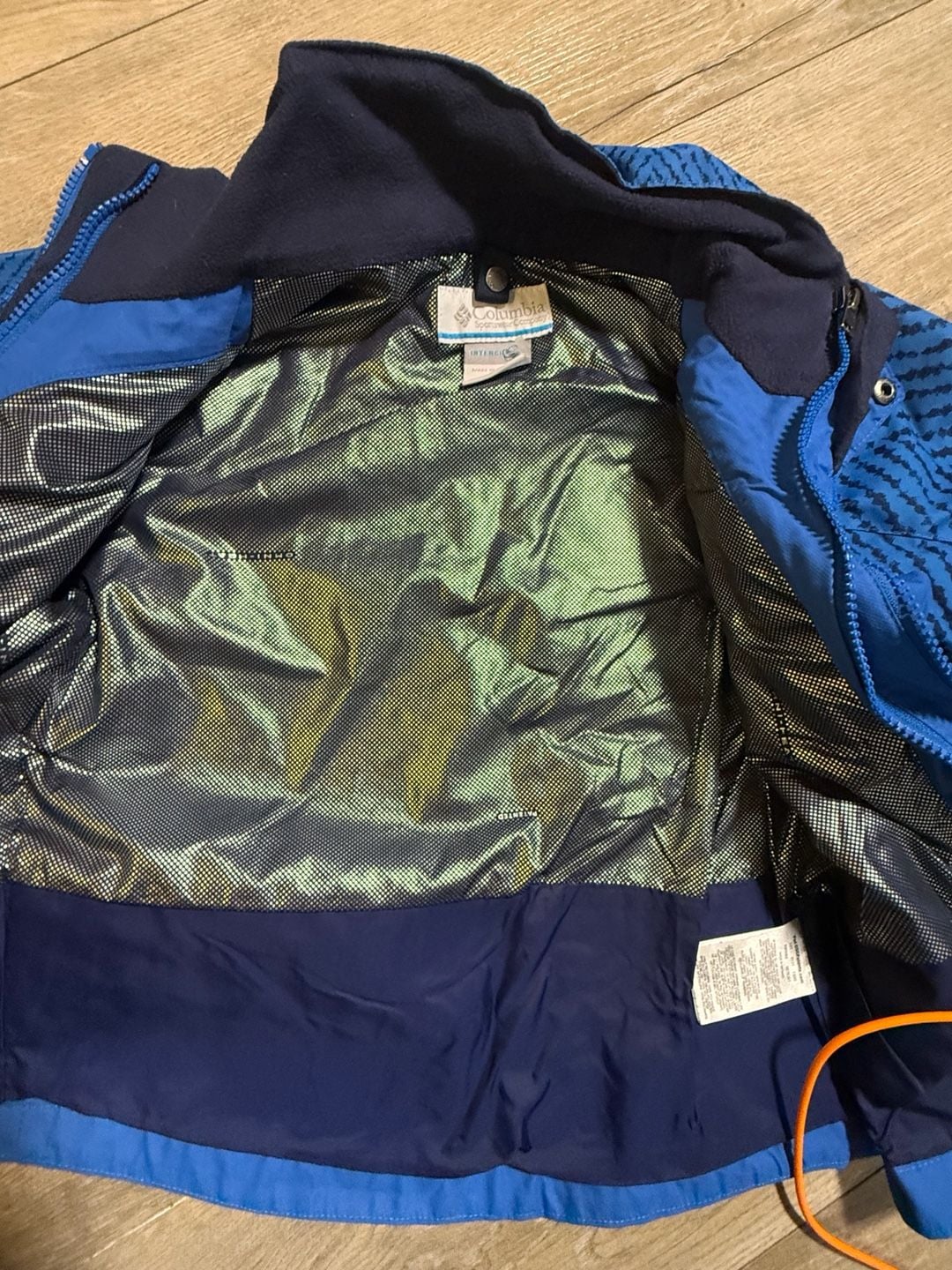 Kids Columbia Fleece Lined Winter Jacket Blue Printed Pattern xxs 4/5 T 6