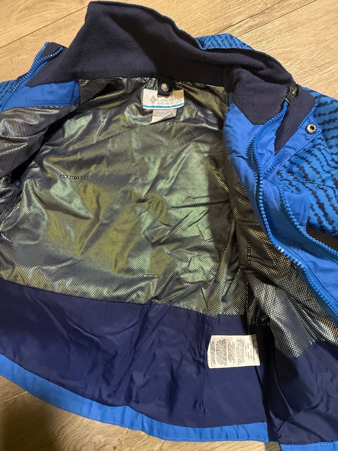 Kids Columbia Fleece Lined Winter Jacket Blue Printed Pattern xxs 4/5 T 7