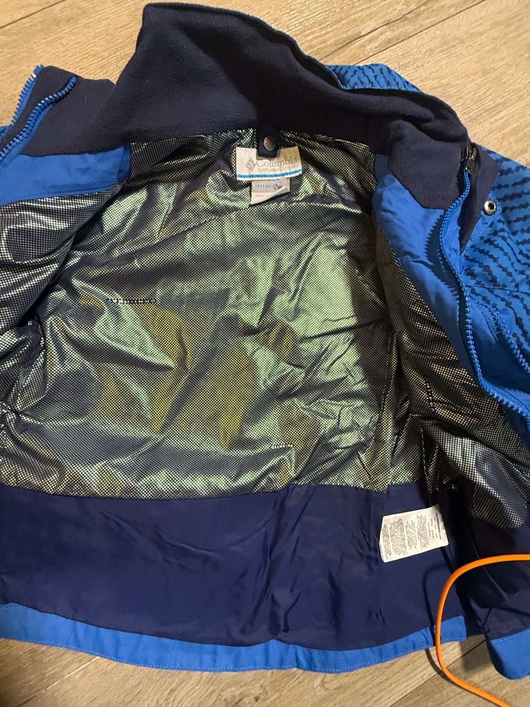 Kids Columbia Fleece Lined Winter Jacket Blue Printed Pattern xxs 4/5 T 8