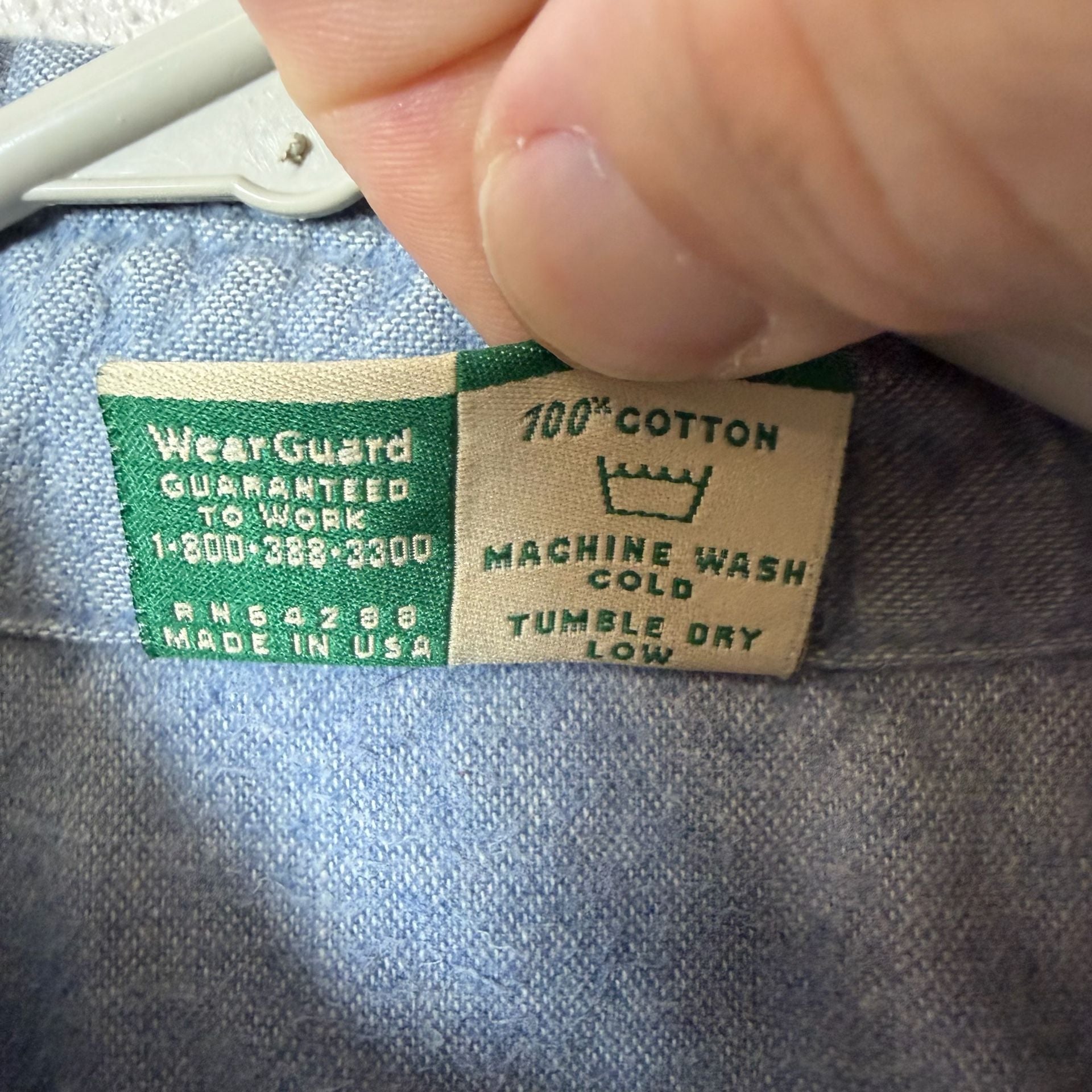 WearGuard Vintage Style 112 Chamois Work Shirt Blue 100% Cotton Made in USA 5