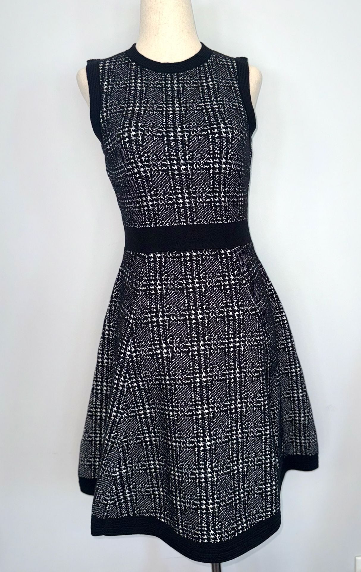 Kate Spade New York Tweed Knit Fit & Flare Dress Size XS Black White 3