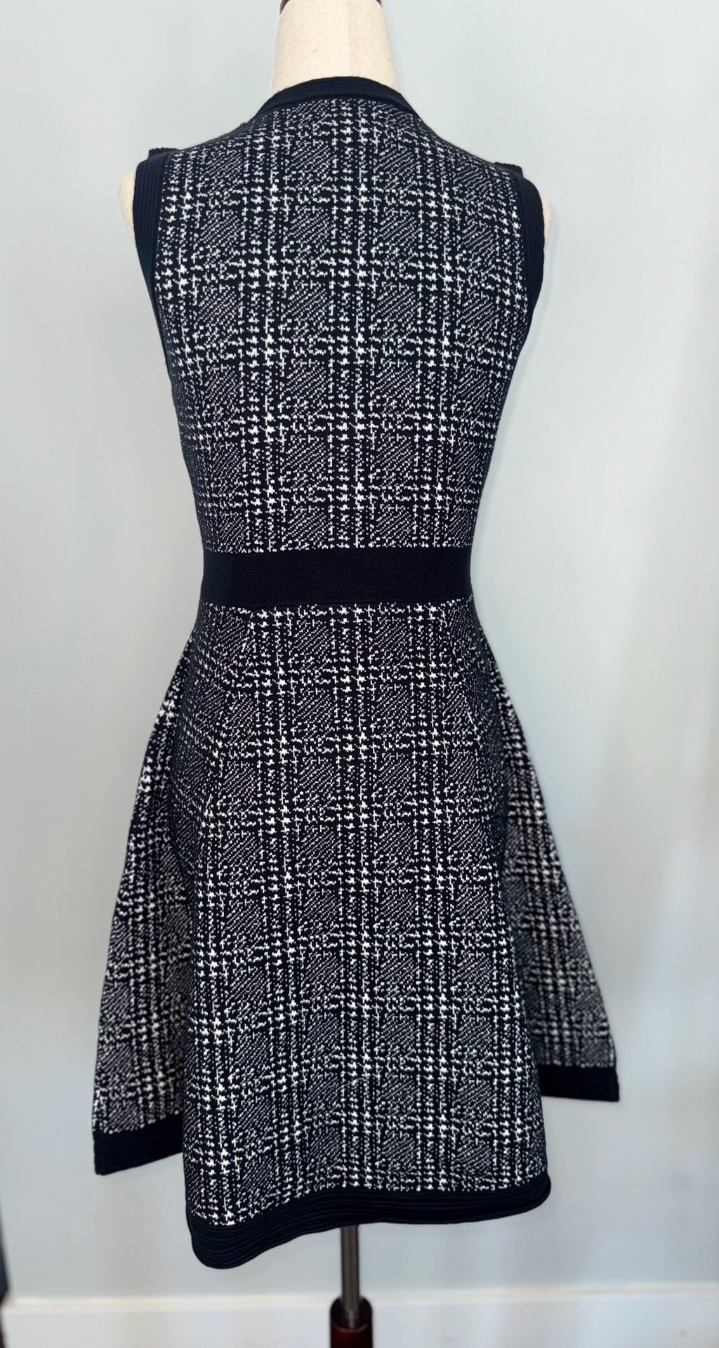 Kate Spade New York Tweed Knit Fit & Flare Dress Size XS Black White 4