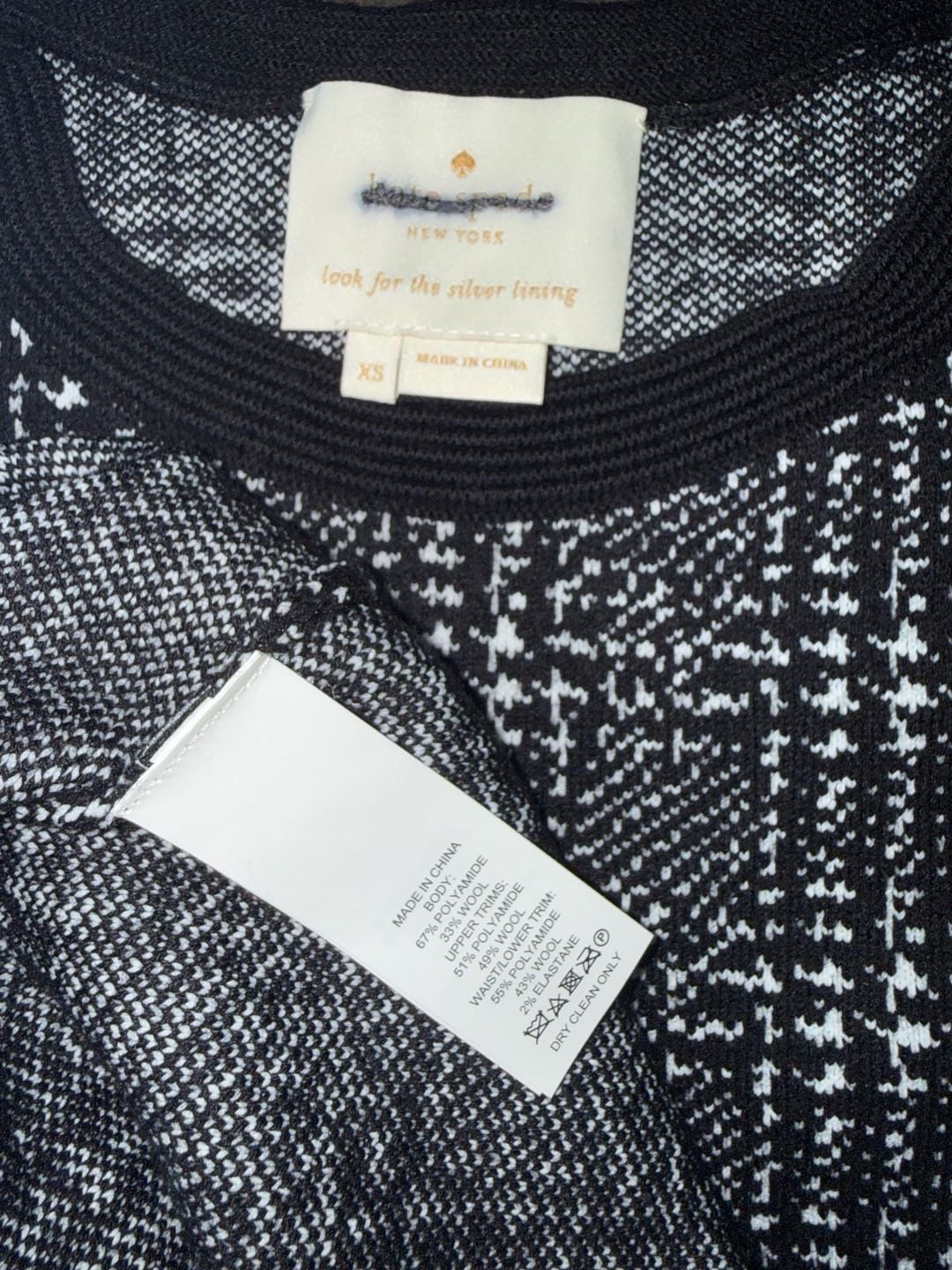 Kate Spade New York Tweed Knit Fit & Flare Dress Size XS Black White 5