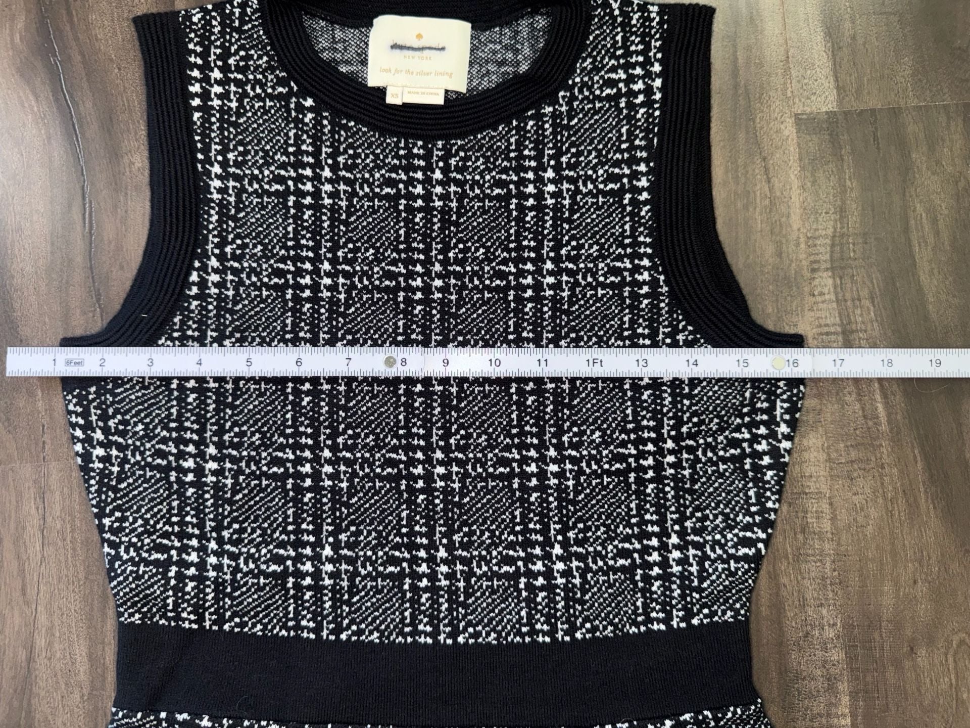Kate Spade New York Tweed Knit Fit & Flare Dress Size XS Black White 6