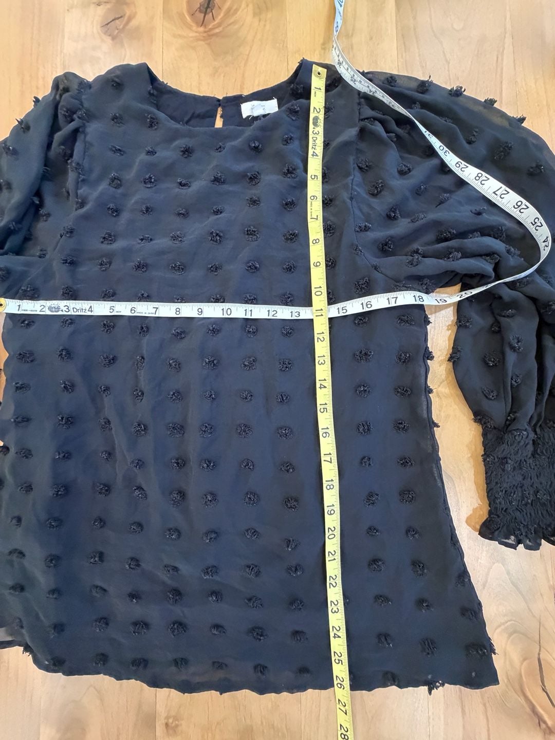 OTT Black Swiss Dot Long Sleeve Blouse Size S 3