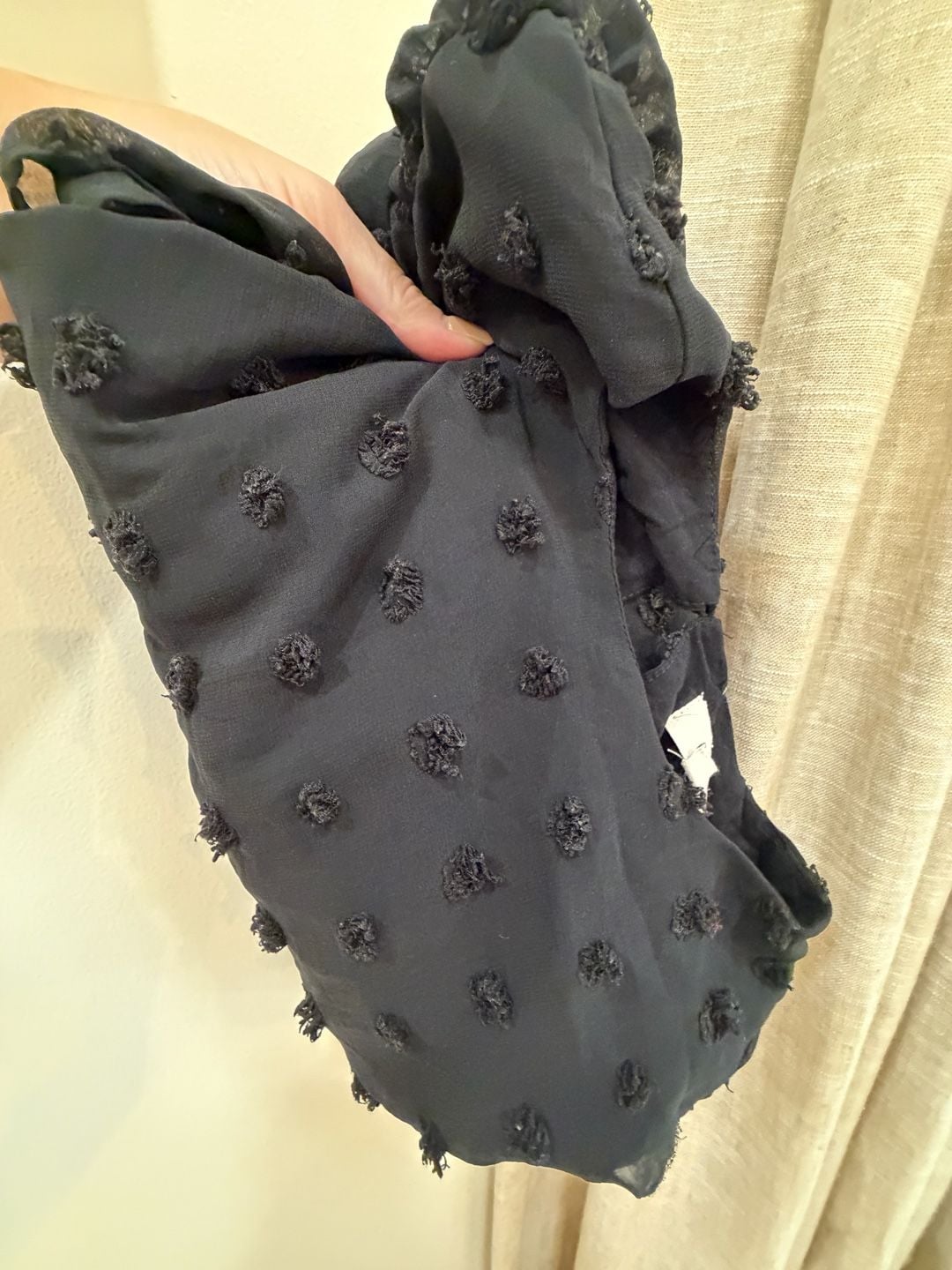 OTT Black Swiss Dot Long Sleeve Blouse Size S 9