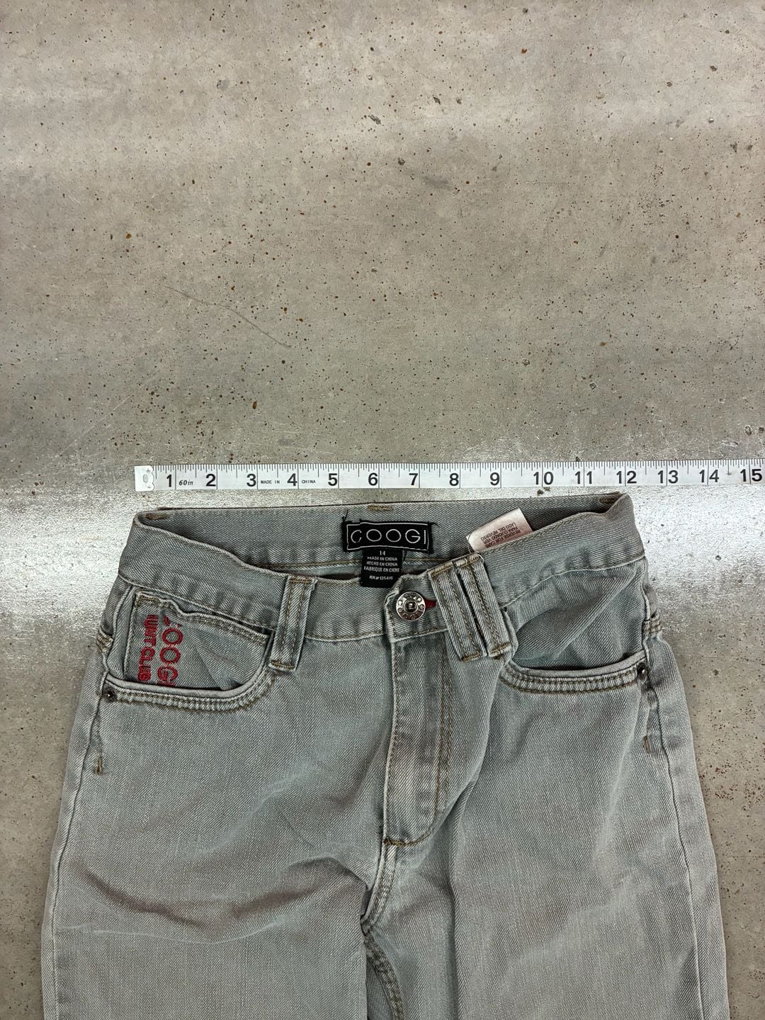 YOUTH Coogi Embroidered Logo Denim Jeans Light Wash Relaxed Fit 8