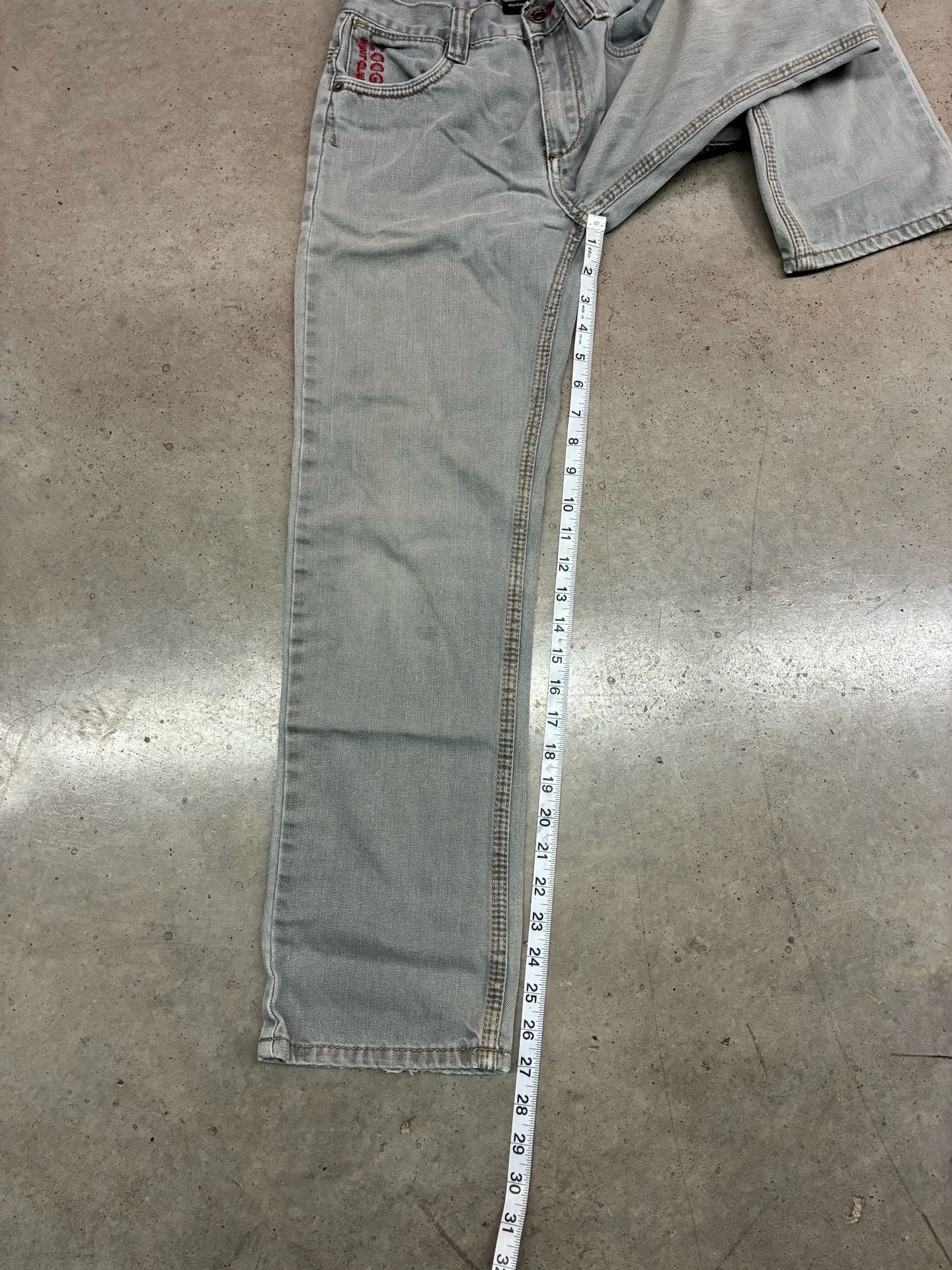 YOUTH Coogi Embroidered Logo Denim Jeans Light Wash Relaxed Fit 9