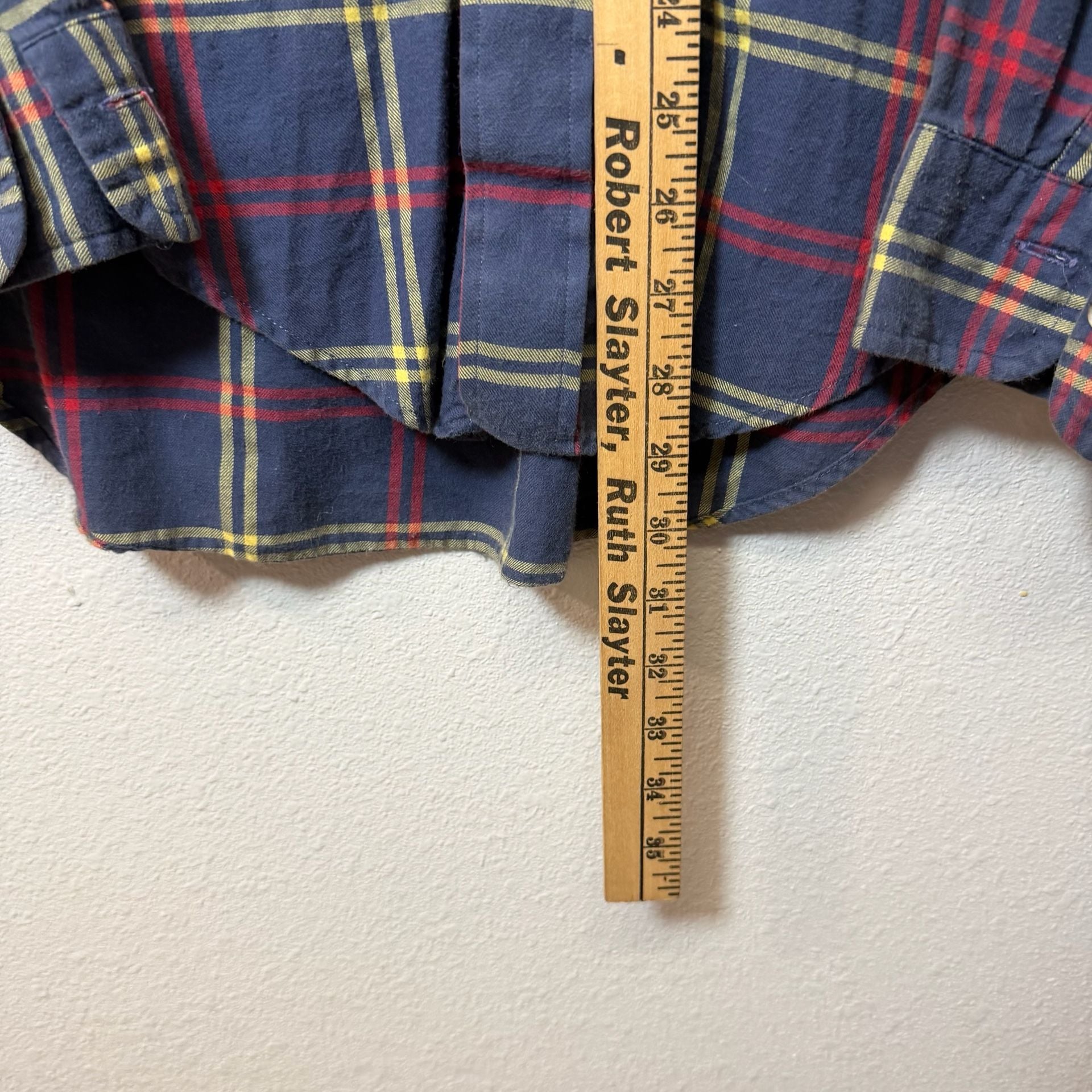 Norm Thompson Plaid Flannel Shirt Size M 15-15.5 Blue Red Cotton Made In USA 5