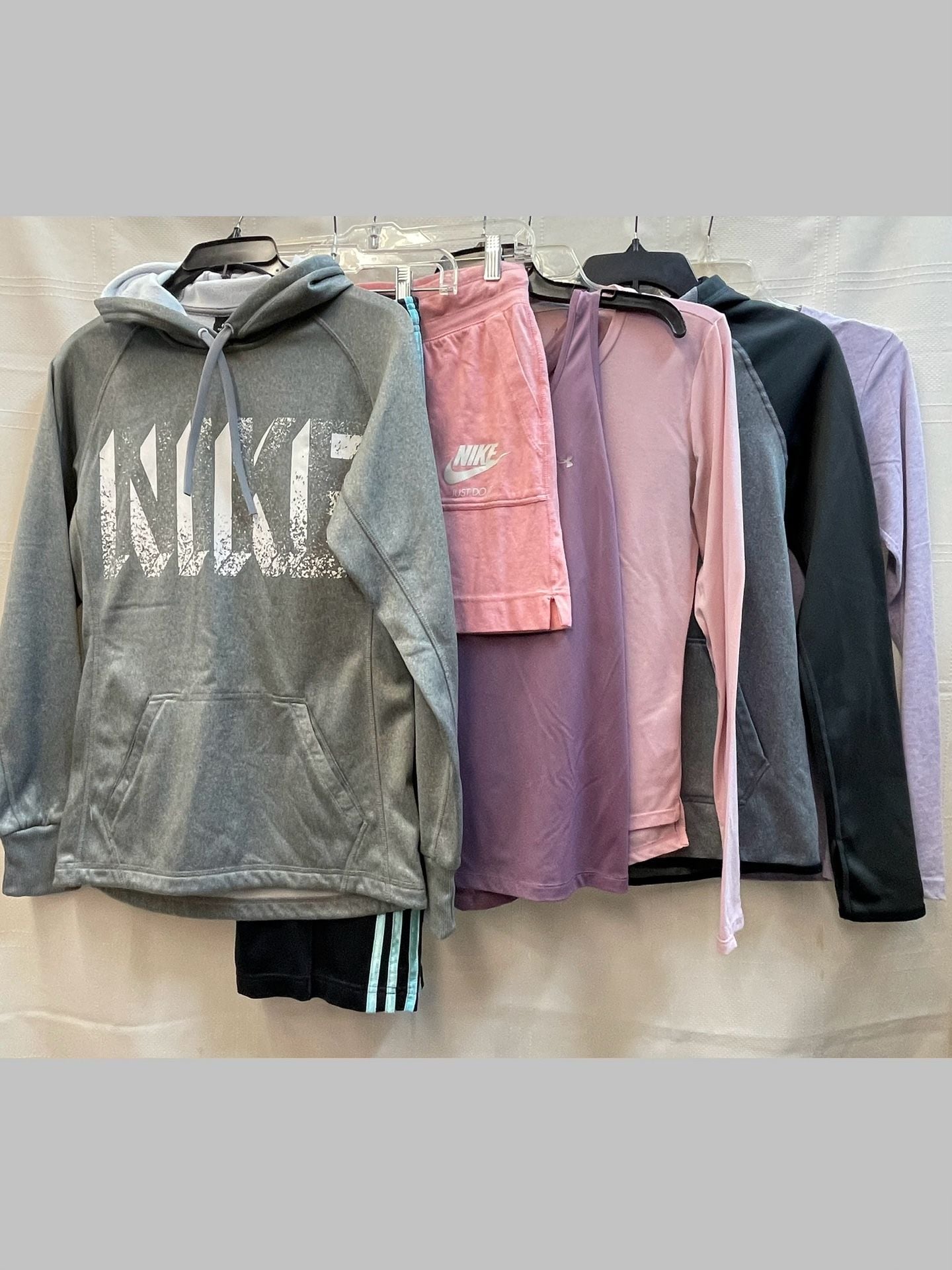 8pc Women’s XS 0-2 Nike Adidas Dri-FIT Logo Hoodie Tops Tanks Athletic Pants Shorts 1